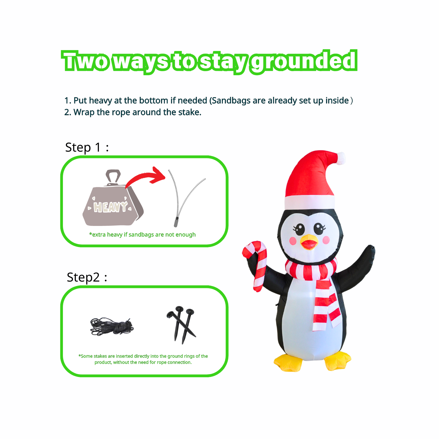 5FT Christmas Inflatable Penguin with Christmas Hat Outdoor Decoration - PartyTimeSolution