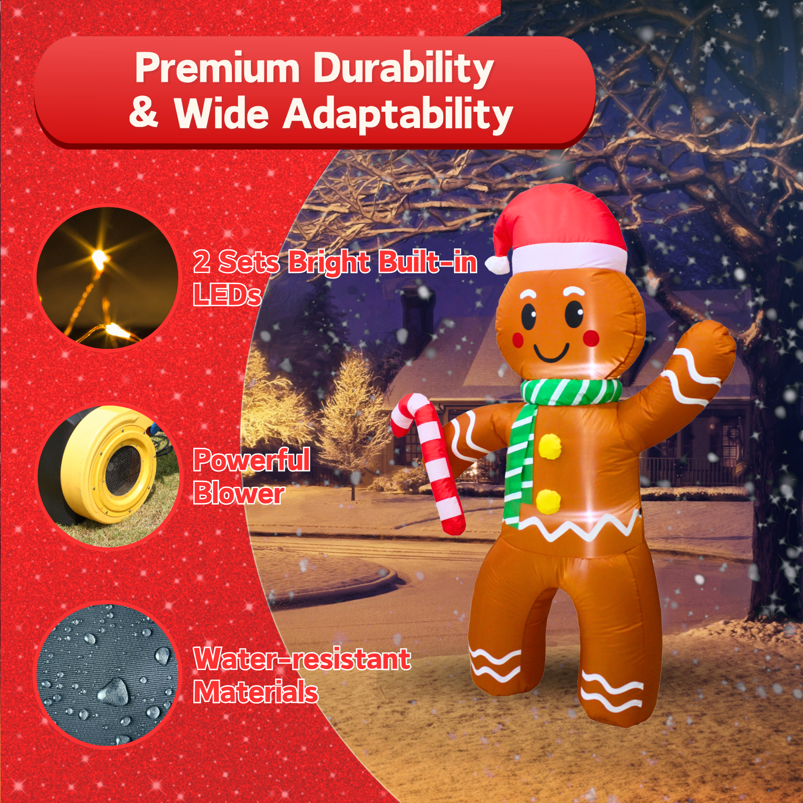 5FT Christmas Inflatable Gingerbread man Outdoor Decoration - PartyTimeSolution