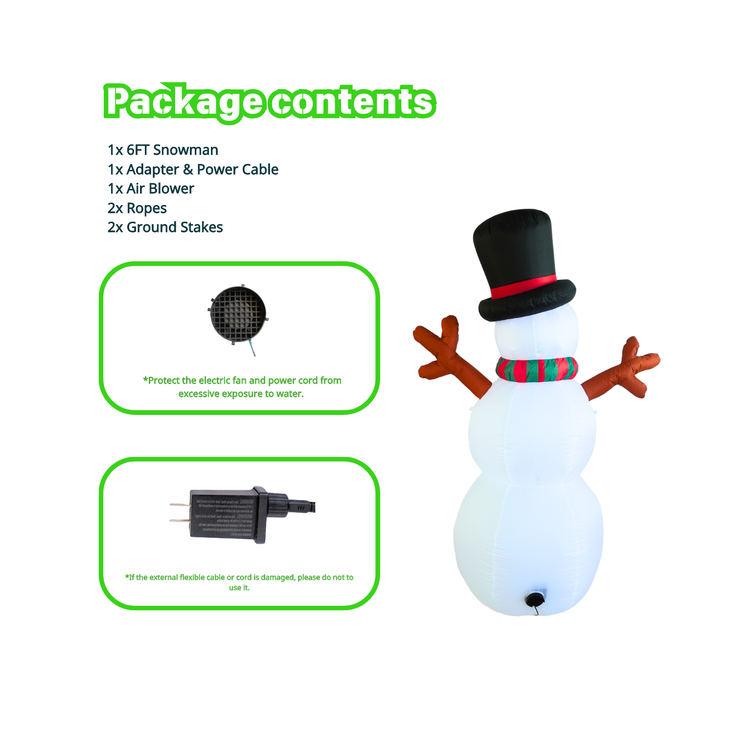 6FT Inflatable Snowman Outdoor Decoration - PartyTimeSolution