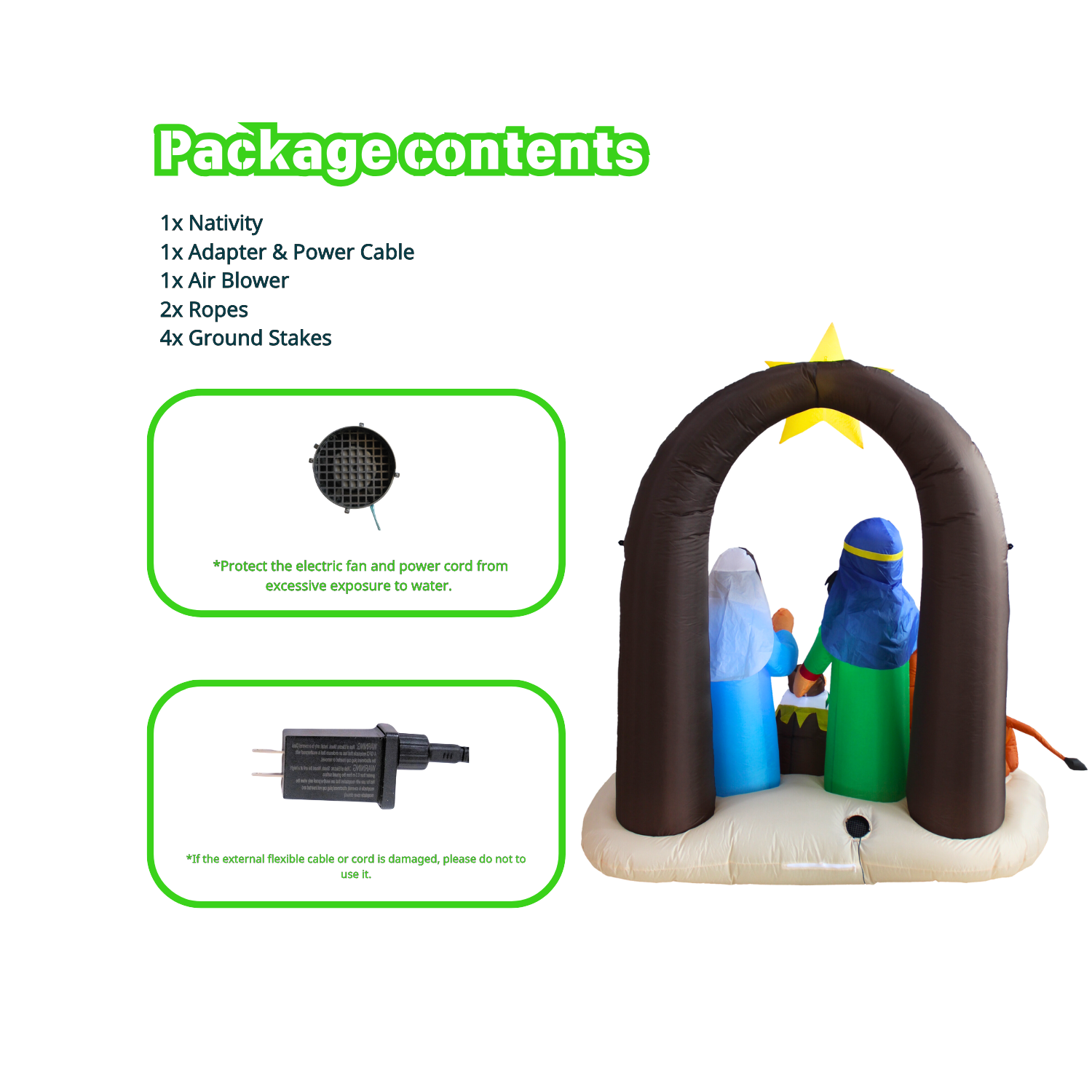 PTS 6FT Christmas Inflatable Inflatable Nativity Scene for Outdoor Decoration - PartyTimeSolution