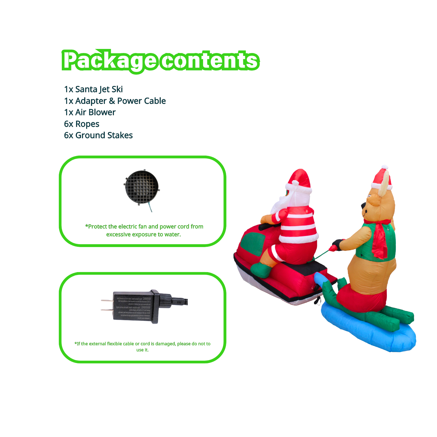 7FT Christmas Inflatable Santa Claus on Jet Ski Outdoor Decoration - PartyTimeSolution