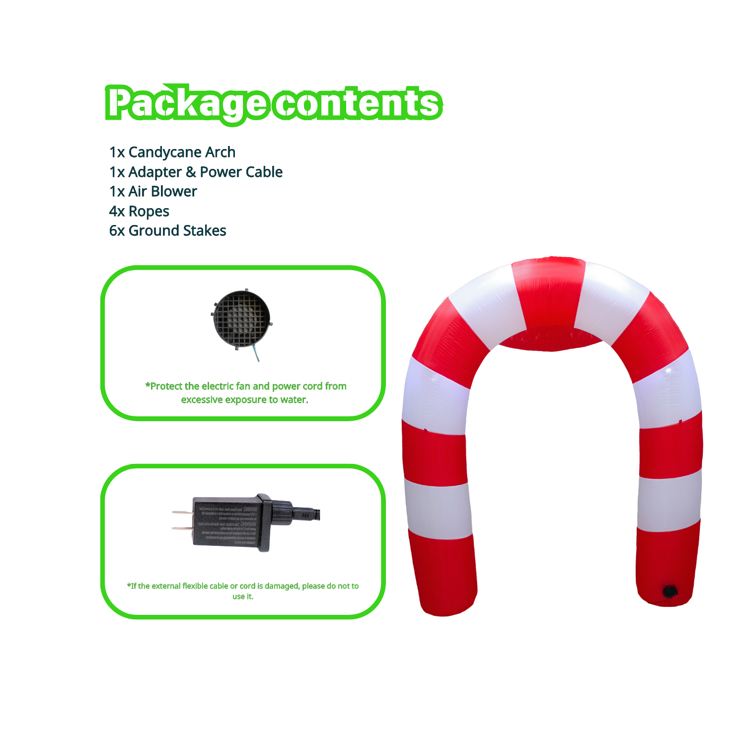 8FT Christmas Inflatable Candy Cane Archway Outdoor Decoration - PartyTimeSolution