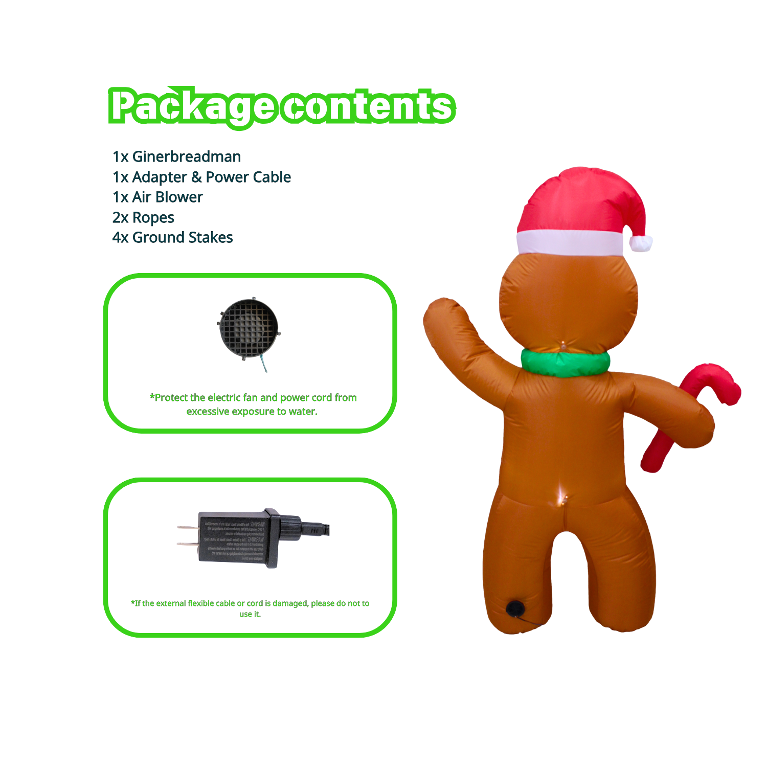 5FT Christmas Inflatable Gingerbread man Outdoor Decoration - PartyTimeSolution