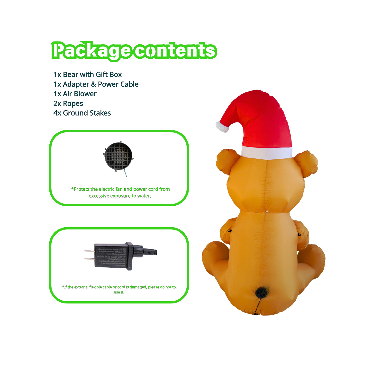 5FT Christmas Inflatable Bear with Gift Box Outdoor Decoration - PartyTimeSolution