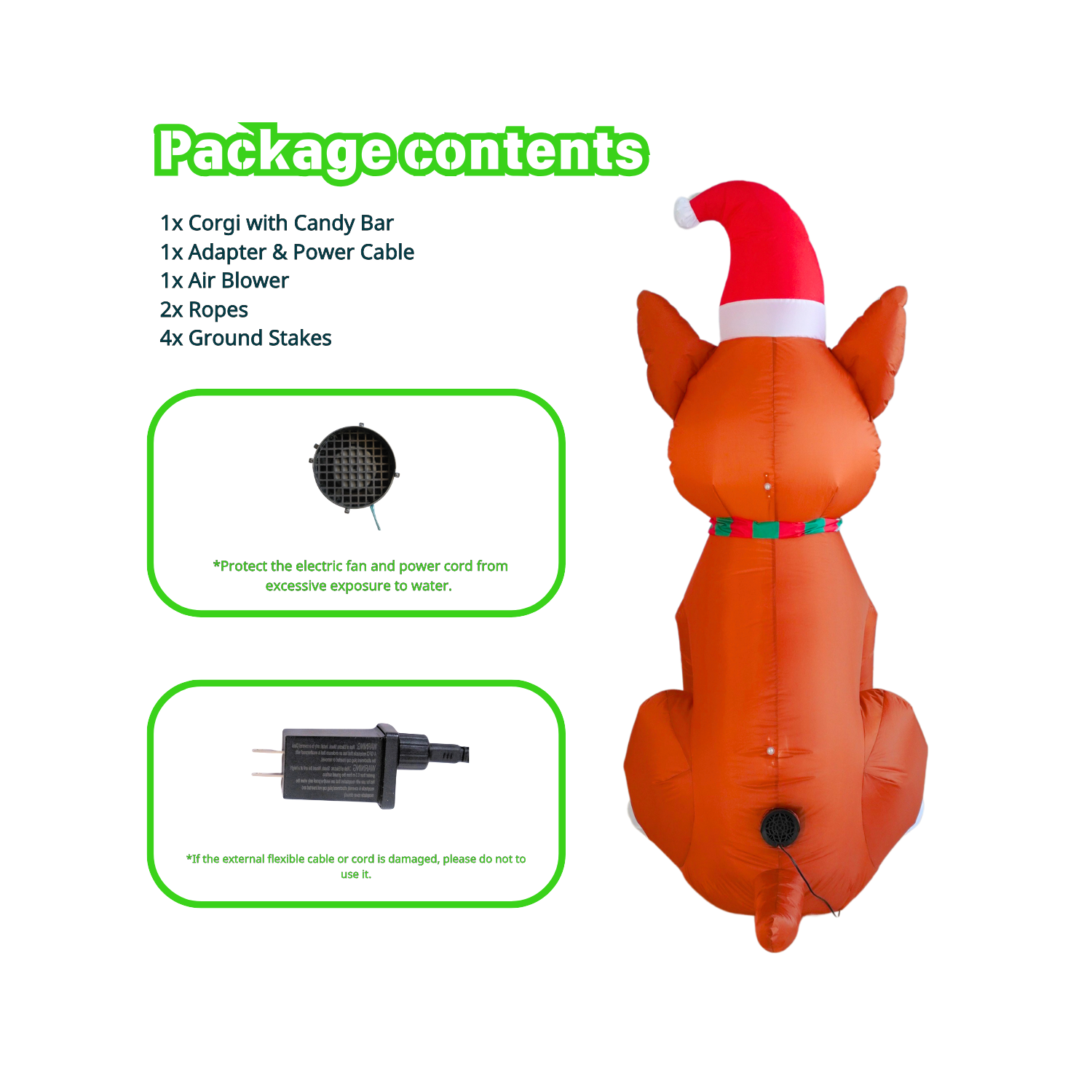 5FT Christmas Inflatable Corgi with Candy Bar Outdoor Decoration - PartyTimeSolution