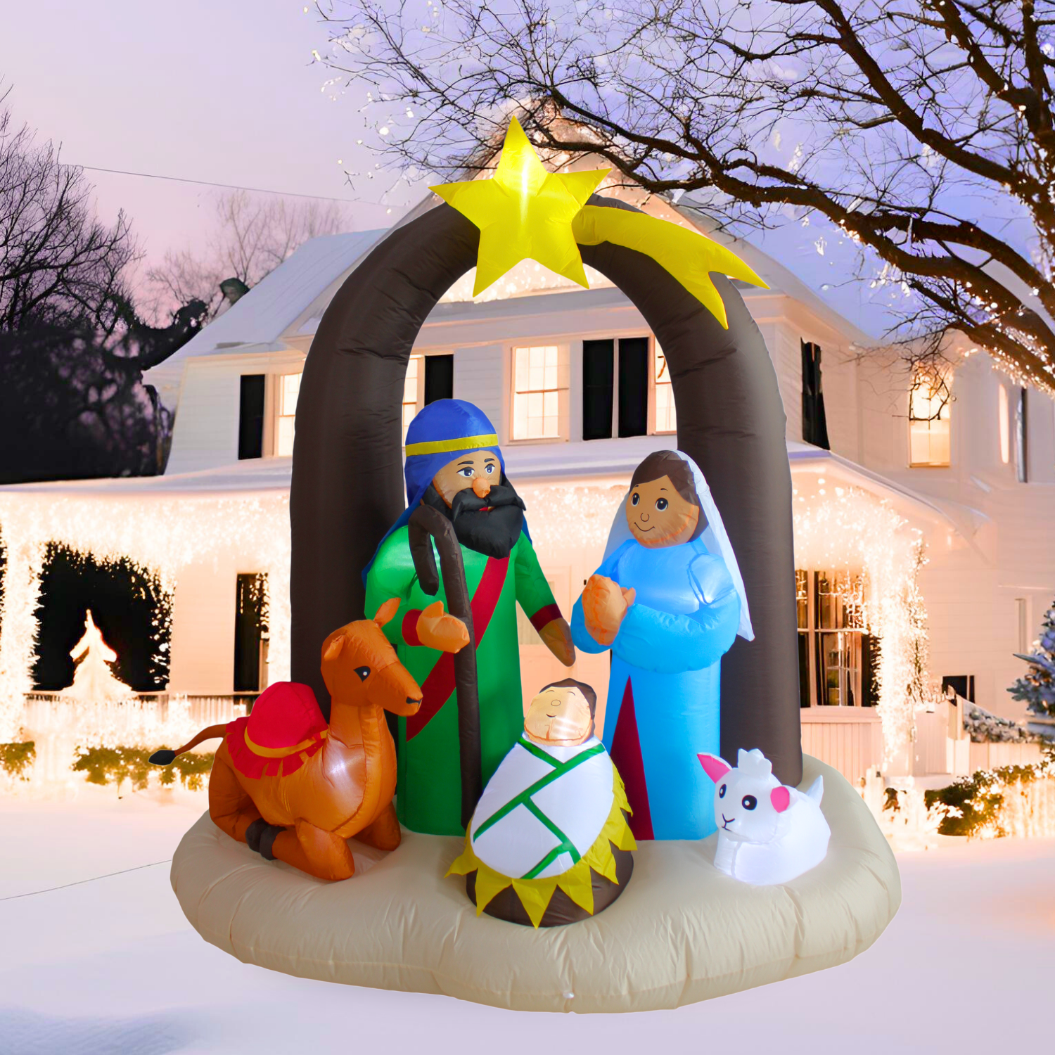 PTS 6FT Christmas Inflatable Inflatable Nativity Scene for Outdoor Decoration - PartyTimeSolution