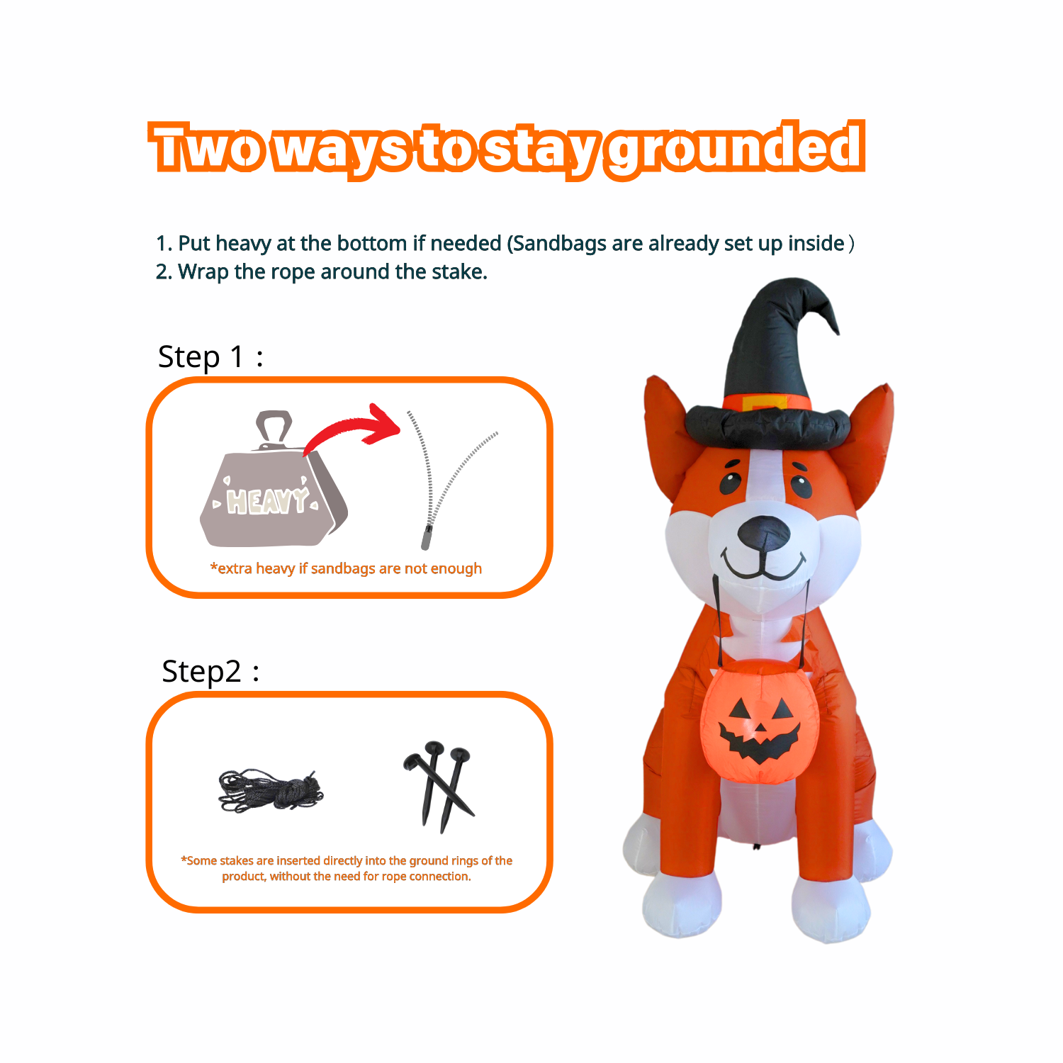 PTS 5FT Inflatable Corgi Dog with Pumpkin Outdoor Decoration - PartyTimeSolution