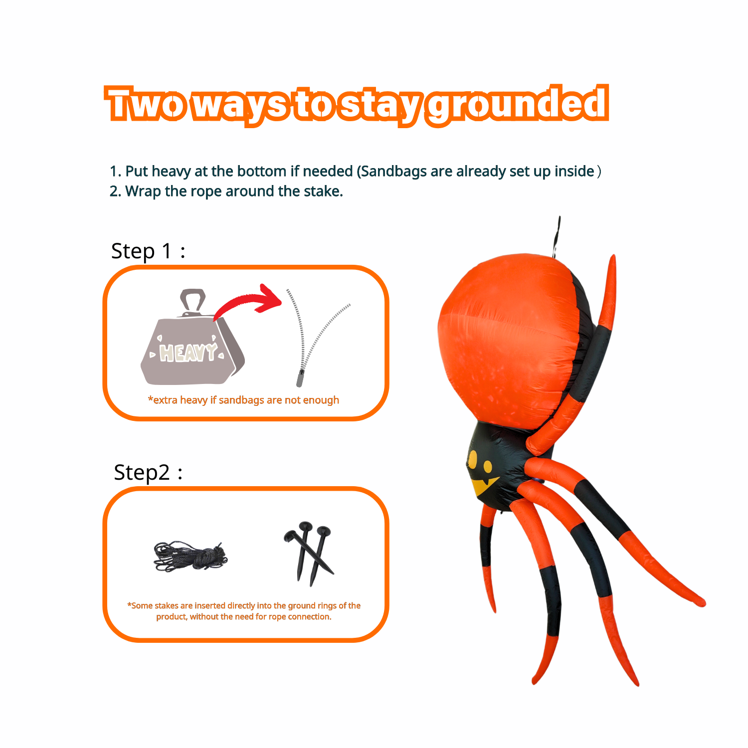 PTS 8FT Inflatable Hanging Spider Outdoor Decoration - PartyTimeSolution