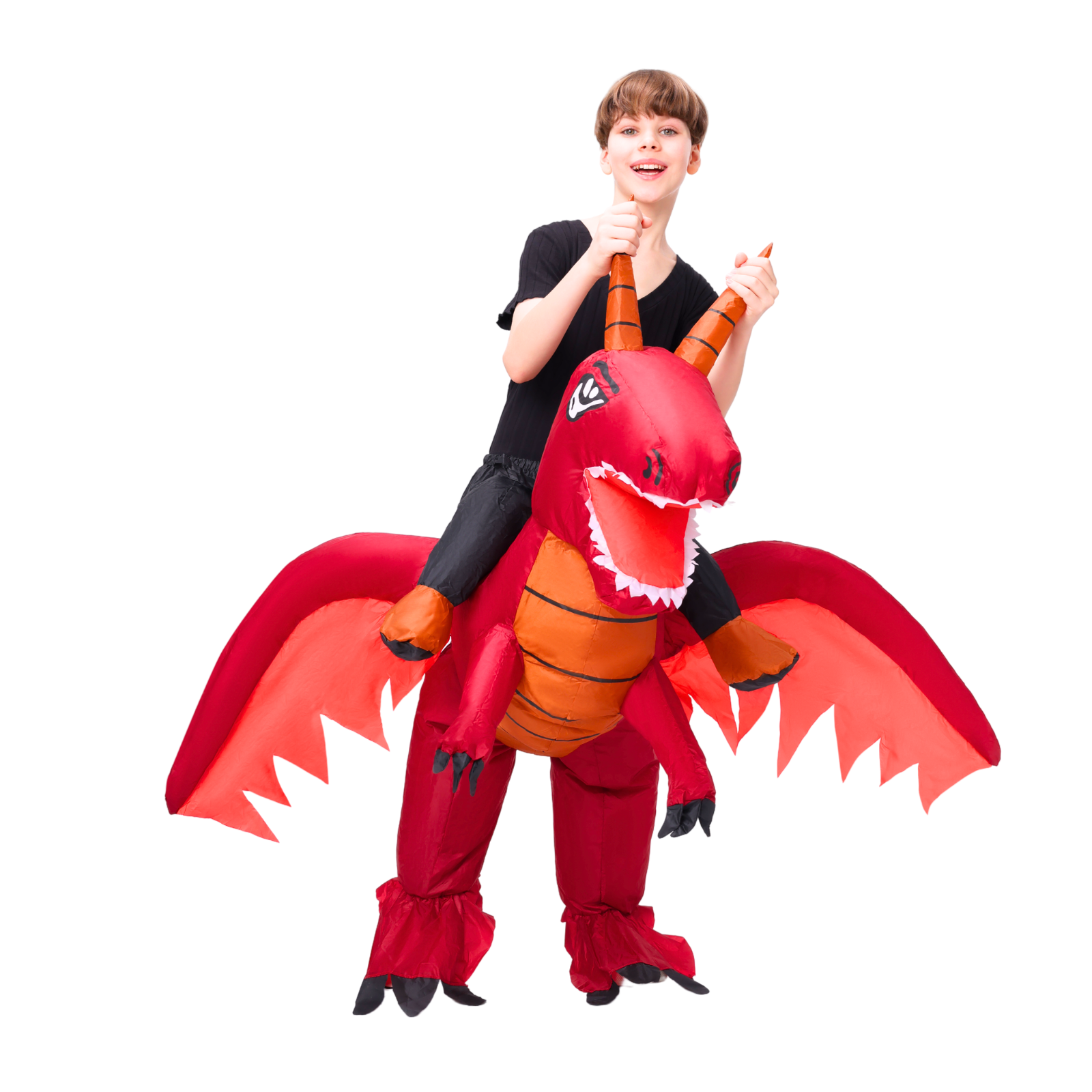 Kid Red Dragon Ride On Inflatable Costume - PartyTimeSolution
