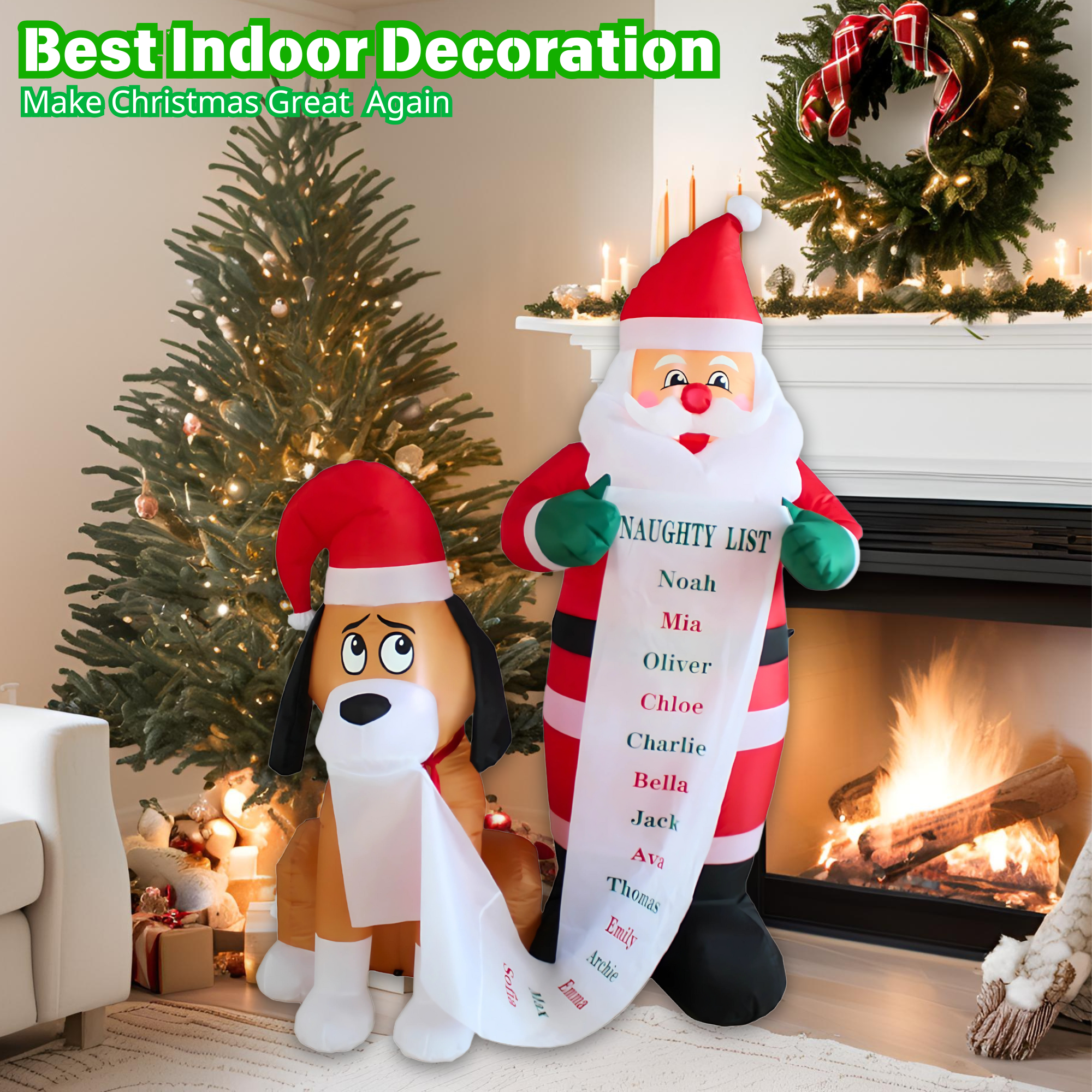 6FT Christmas Inflatable Santa with Dog Outdoor Decoration - PartyTimeSolution