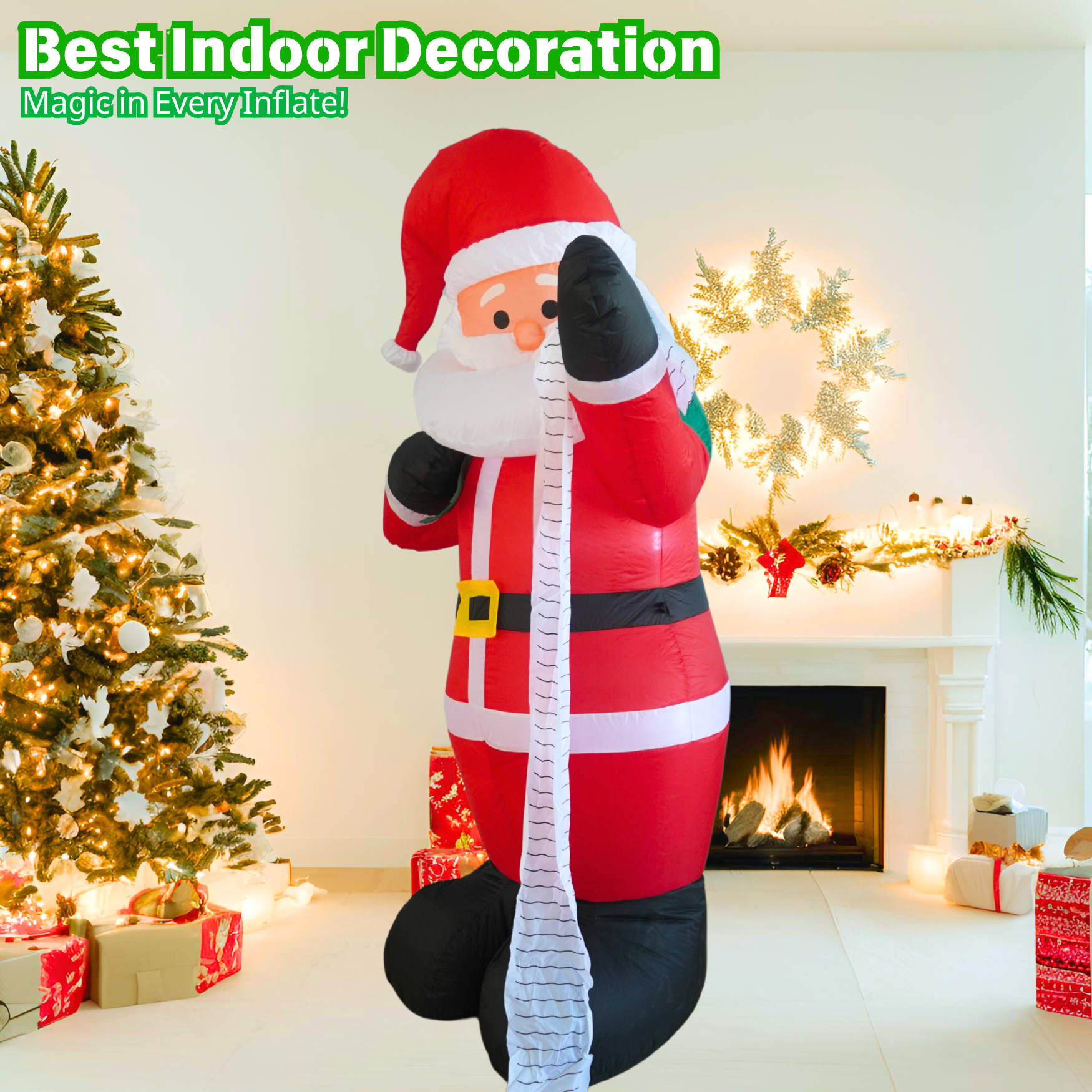 6FT Christmas Inflatable Santa with List Outdoor Decoration - PartyTimeSolution