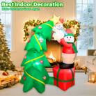6FT Inflatable Snowman with Tree Outdoor Decoration - PartyTimeSolution