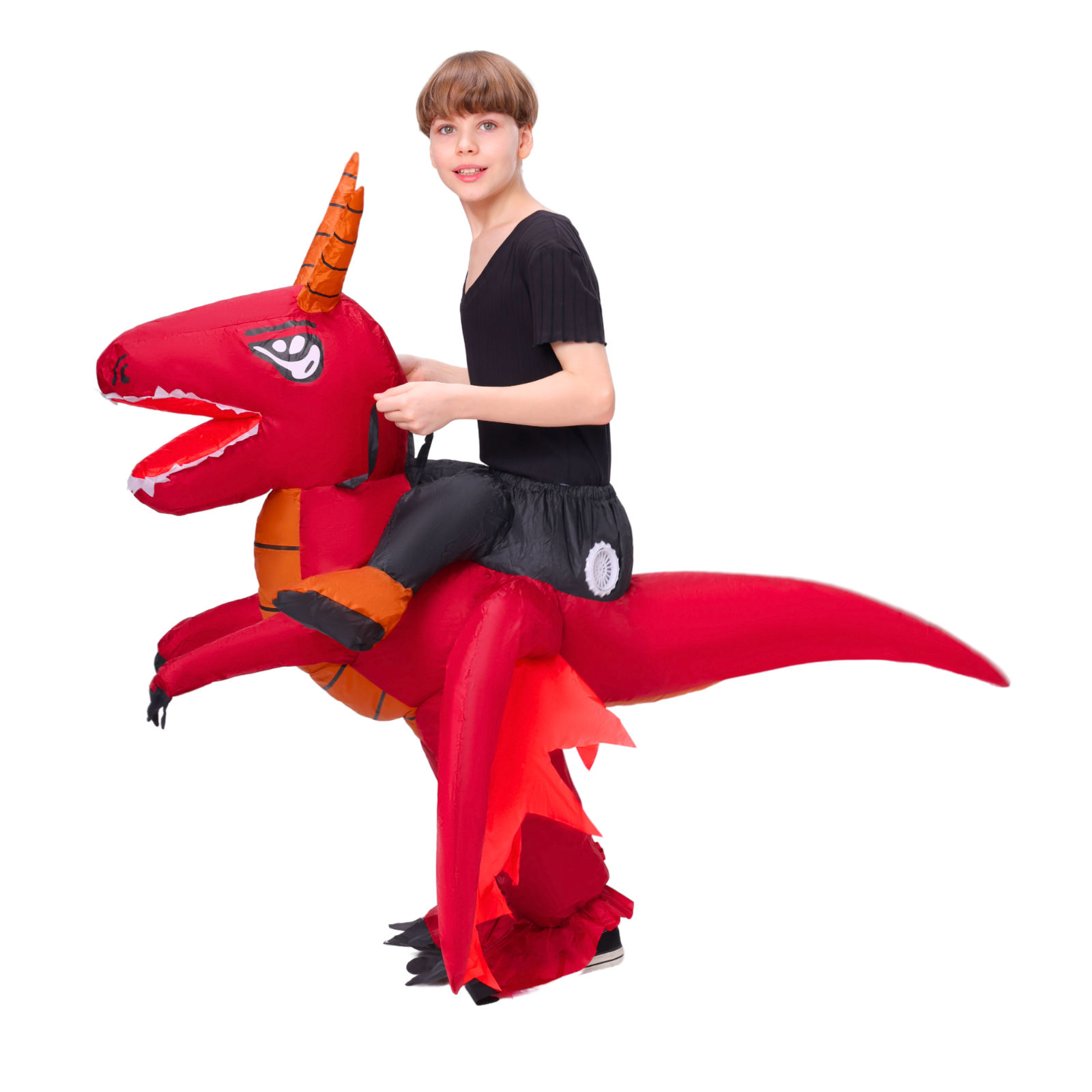 Kid Red Dragon Ride On Inflatable Costume - PartyTimeSolution