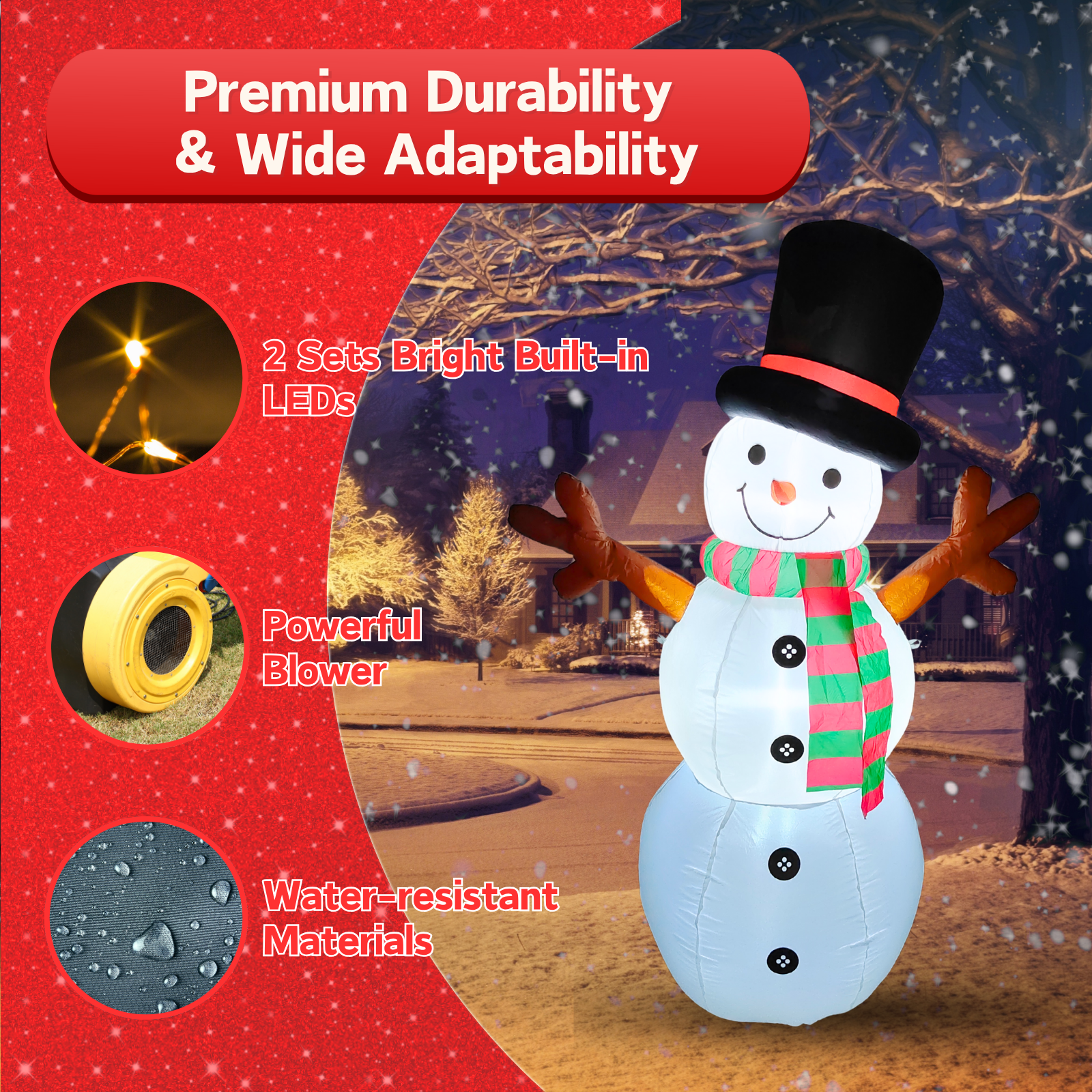 6FT Inflatable Snowman Outdoor Decoration - PartyTimeSolution