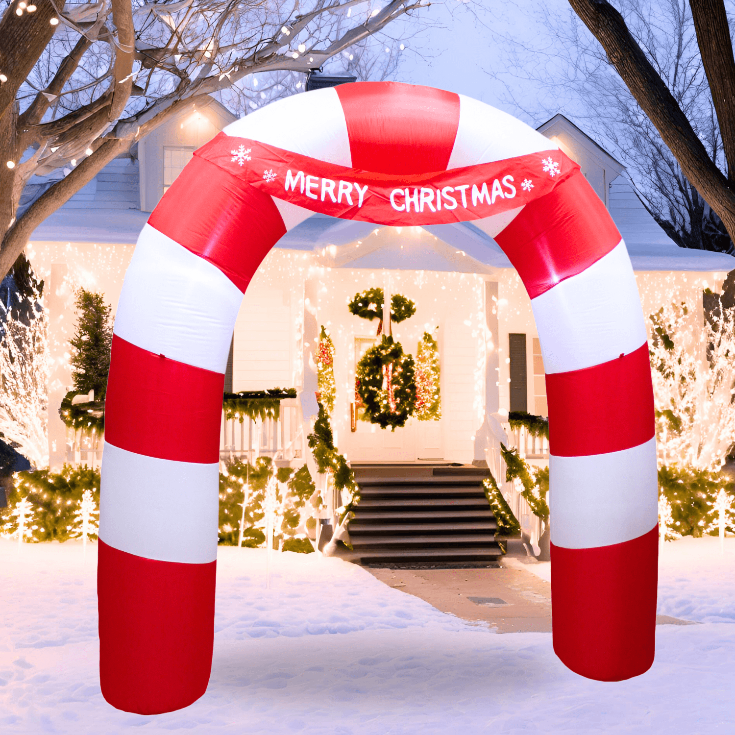 8FT Christmas Inflatable Candy Cane Archway Outdoor Decoration - PartyTimeSolution