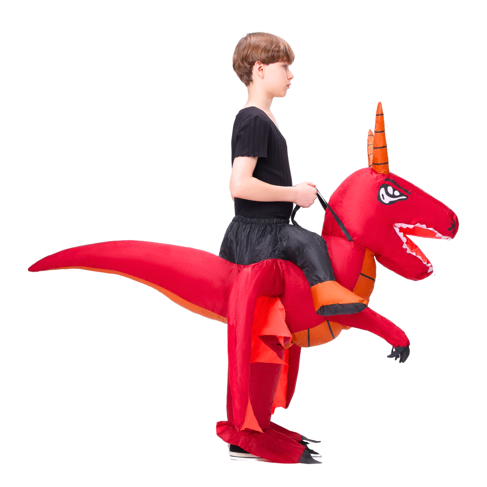 Kid Red Dragon Ride On Inflatable Costume - PartyTimeSolution