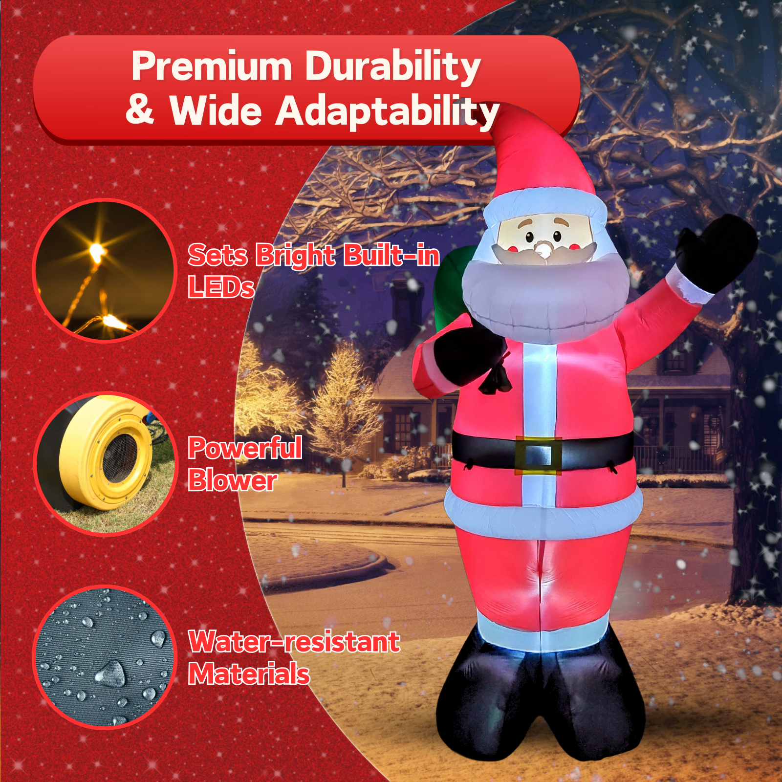 12FT Christmas Inflatable Santa Claus with Bag Outdoor Decoration - PartyTimeSolution