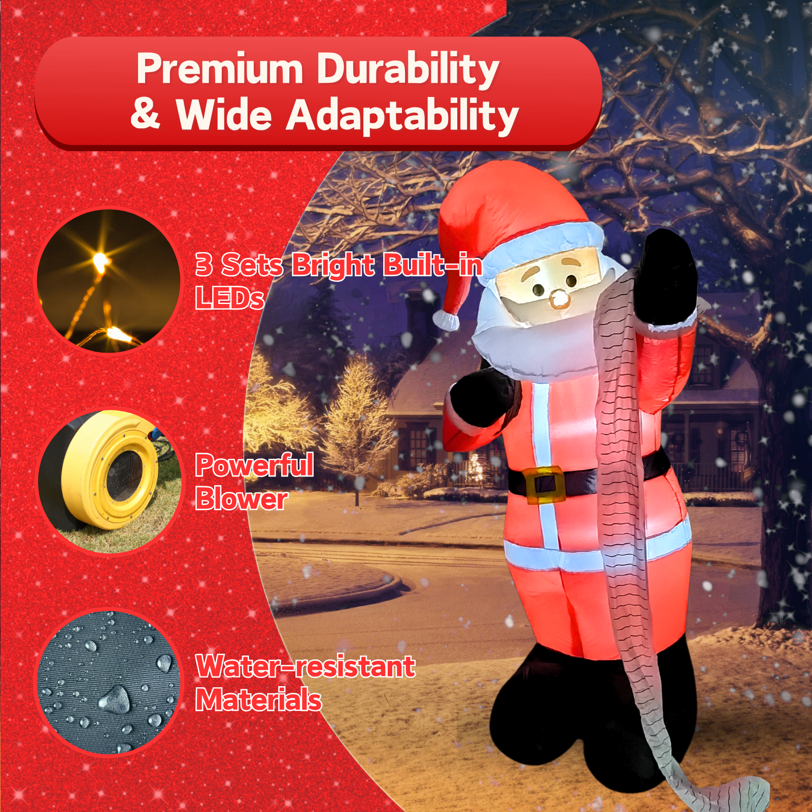 6FT Christmas Inflatable Santa with List Outdoor Decoration - PartyTimeSolution