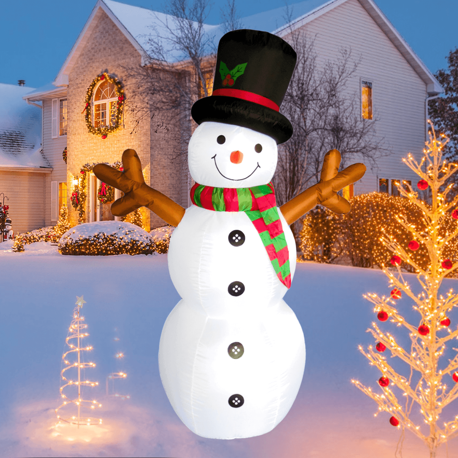 6FT Inflatable Snowman Outdoor Decoration - PartyTimeSolution
