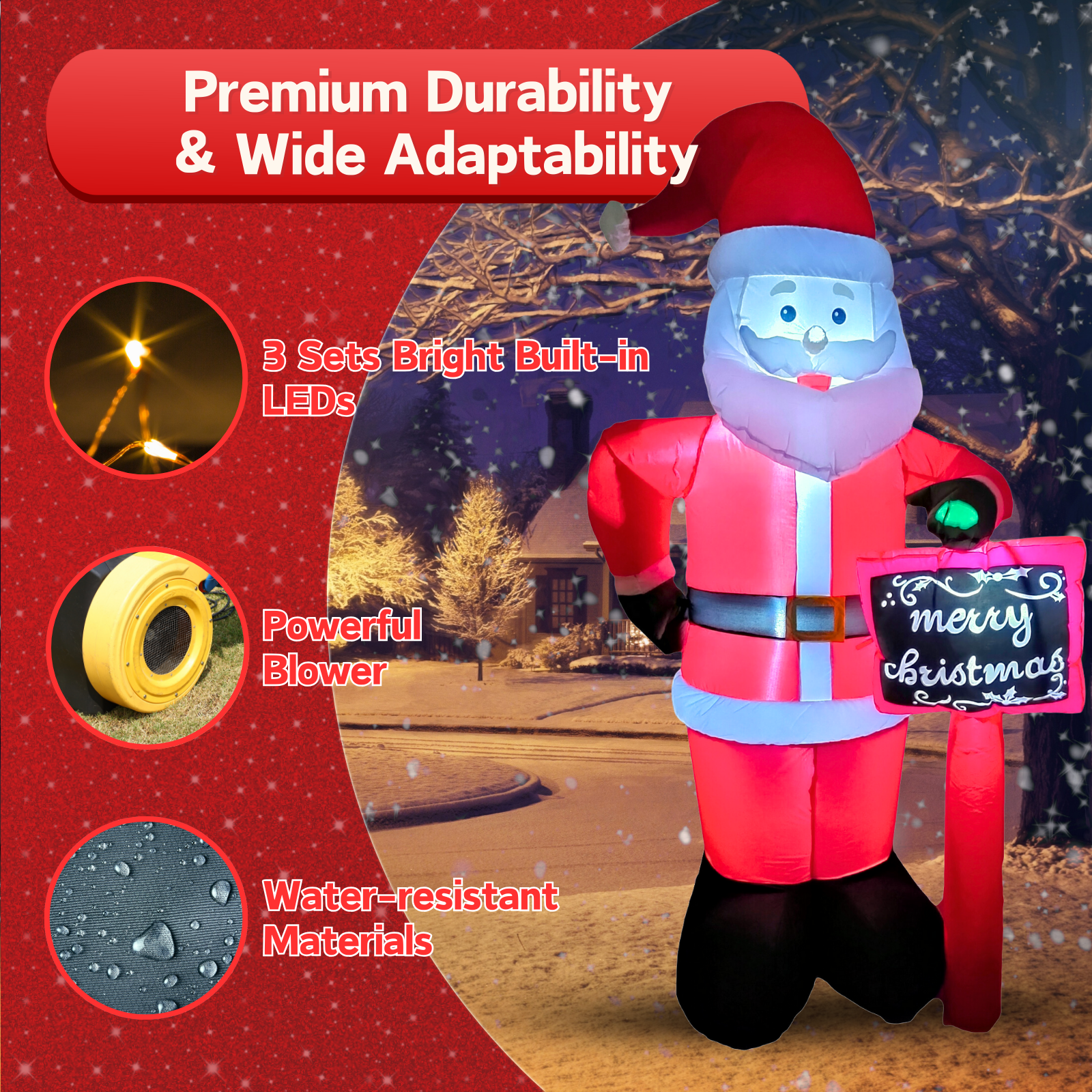 7FT Inflatable Santa with Sign Outdoor Decoration - PartyTimeSolution