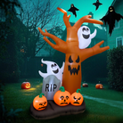 PTS 9FT Inflatable Ghost with Tree and Pumpkin Outdoor Decoration - PartyTimeSolution