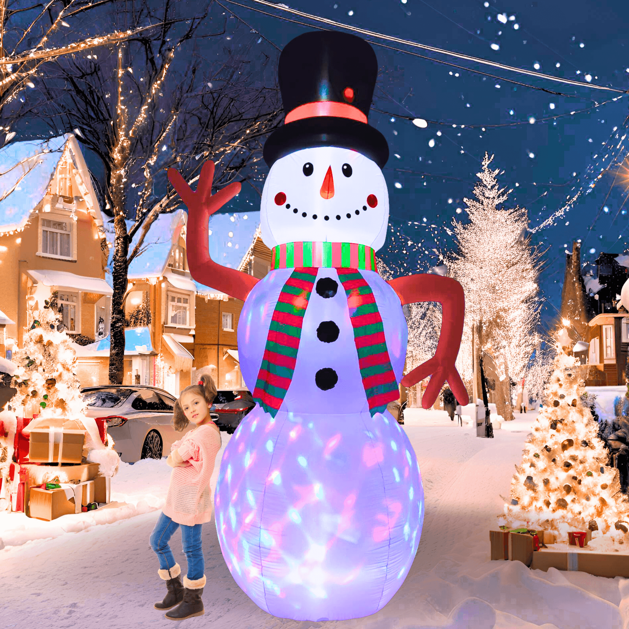 12FT Inflatable Snowman Outdoor Decoration - PartyTimeSolution
