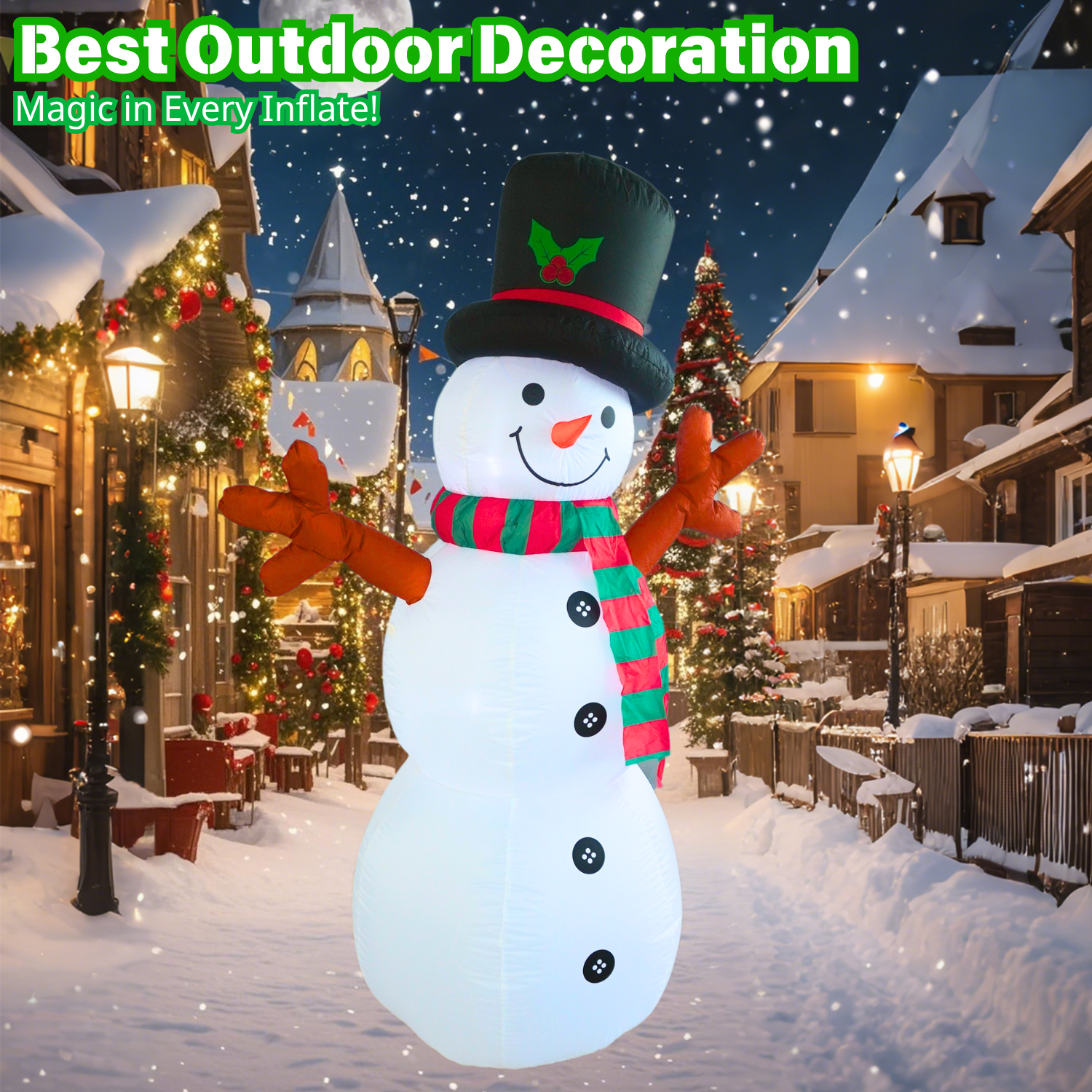 6FT Inflatable Snowman Outdoor Decoration - PartyTimeSolution
