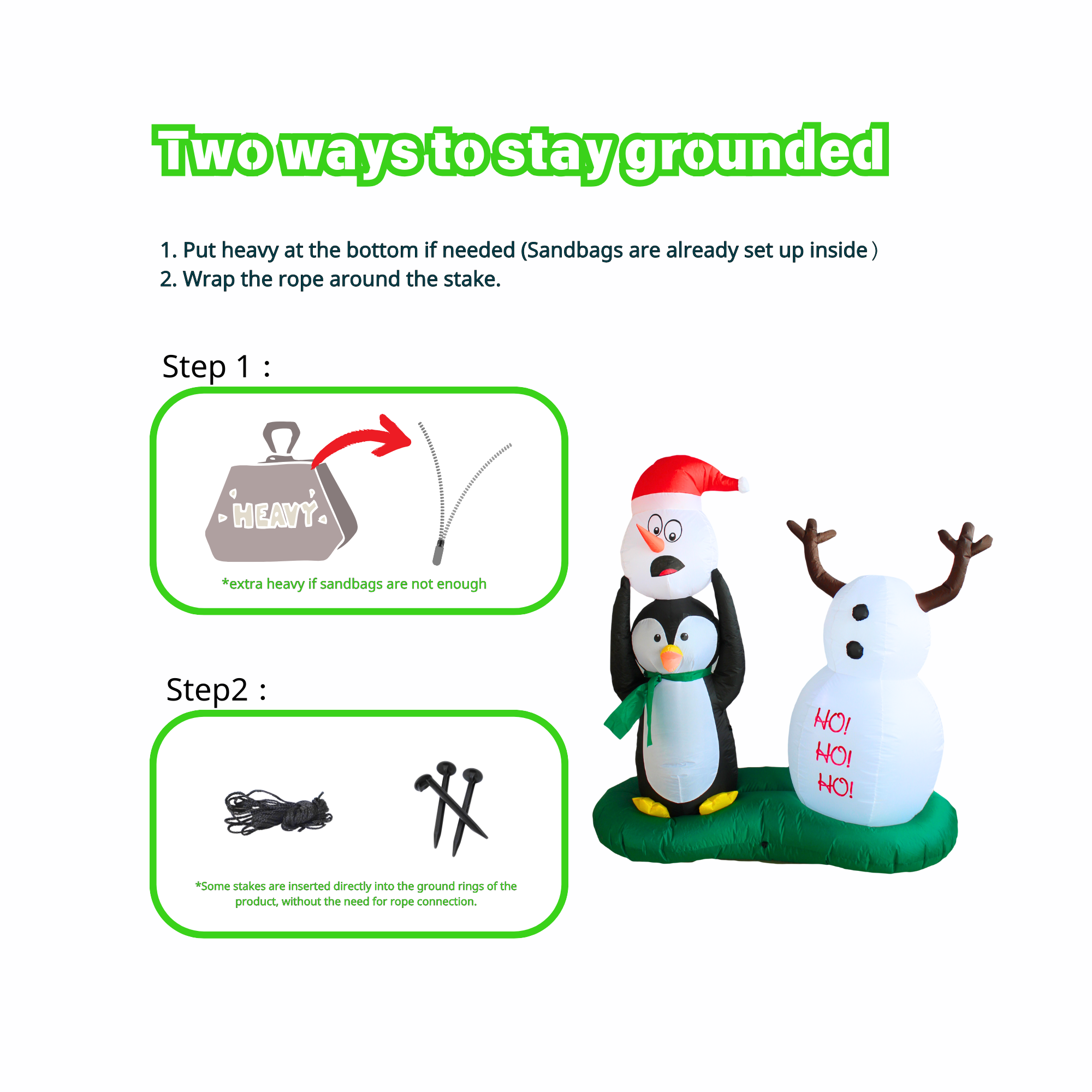 5FT Inflatable Snowman and Penguin Outdoor Decoration - PartyTimeSolution