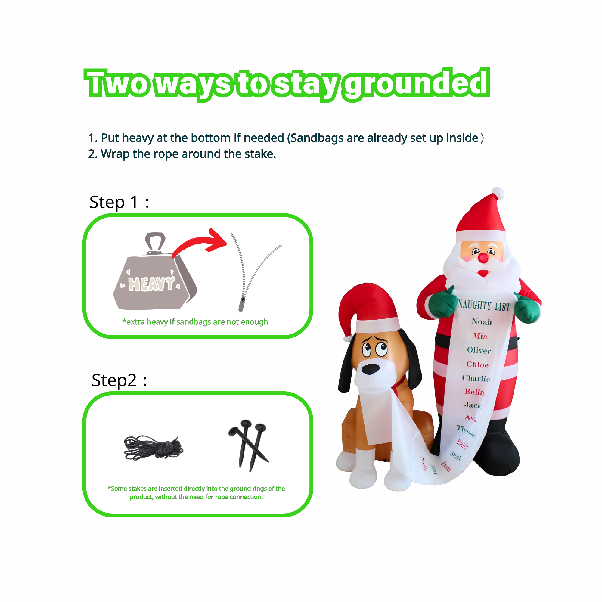 6FT Christmas Inflatable Santa with Dog Outdoor Decoration - PartyTimeSolution