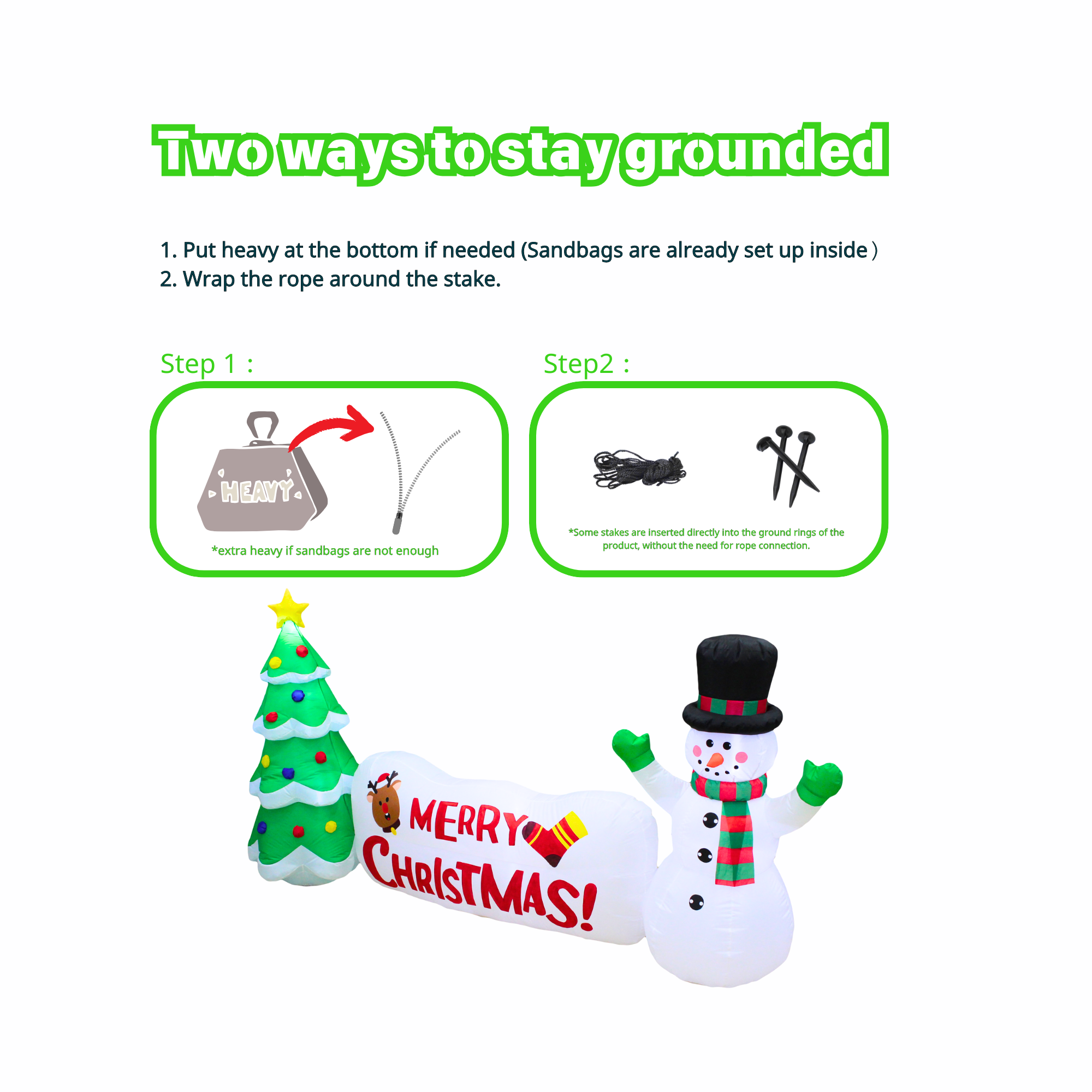 10FT Inflatable Snowman with Tree and Sign Outdoor Decoration - PartyTimeSolution