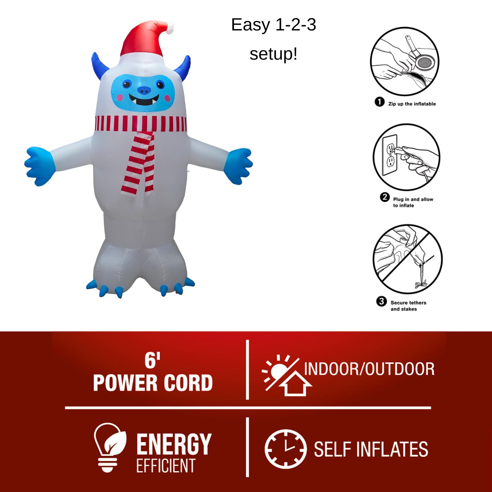 12FT Christmas Inflatable Yeti Christmas Outdoor Decoration - PartyTimeSolution