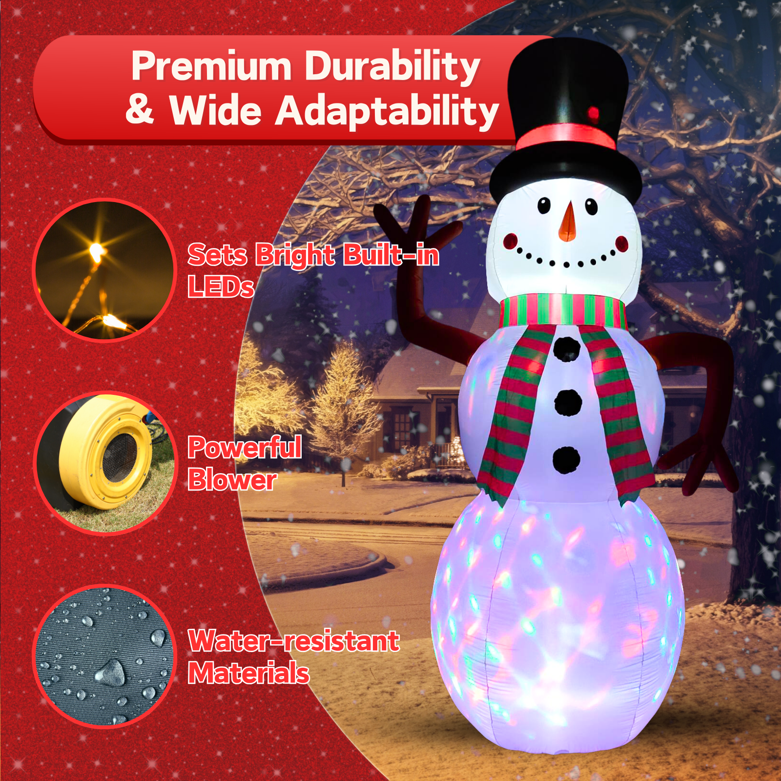 12FT Inflatable Snowman Outdoor Decoration - PartyTimeSolution