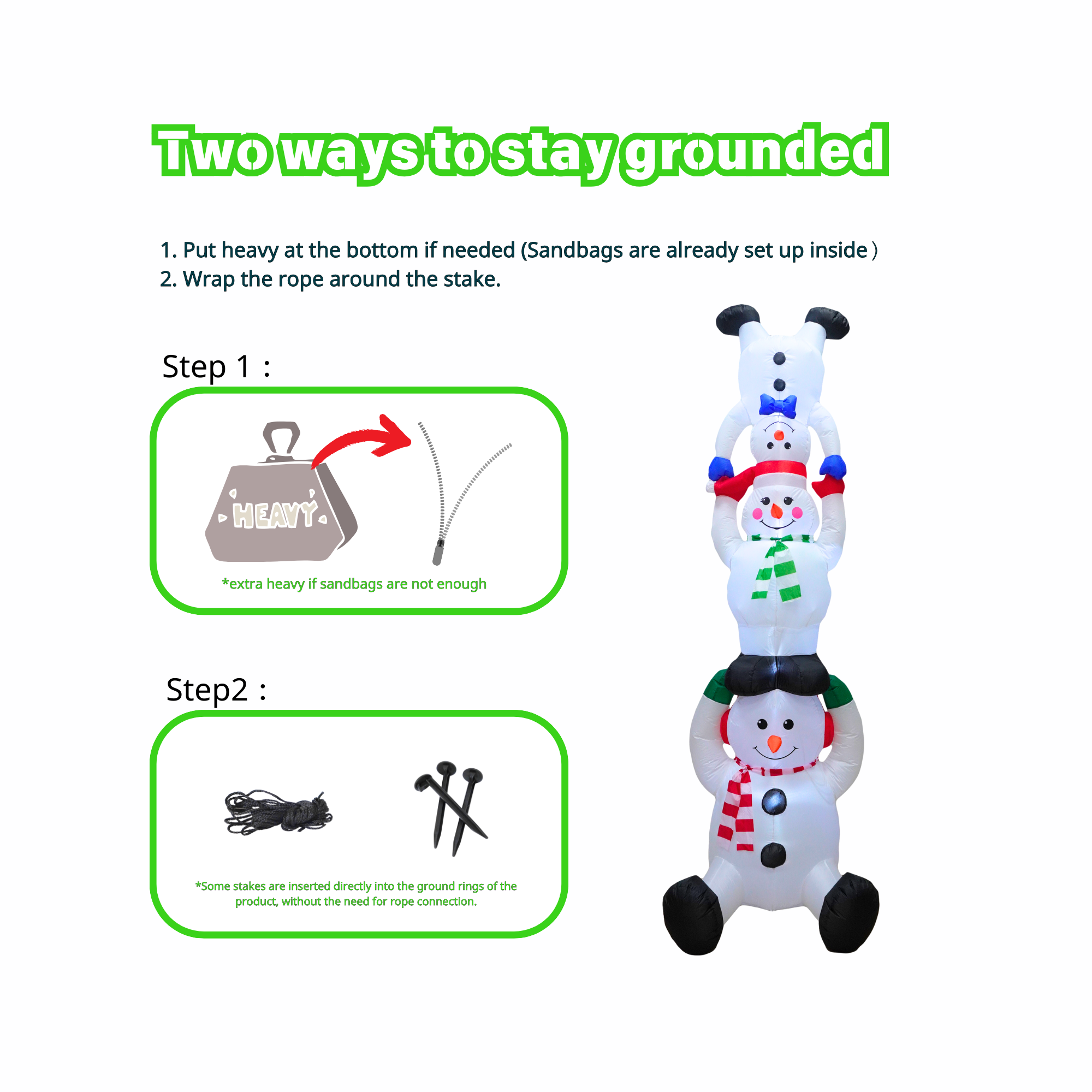 10FT Christmas Inflatable Snowman Family Tower Outdoor Decoration - PartyTimeSolution