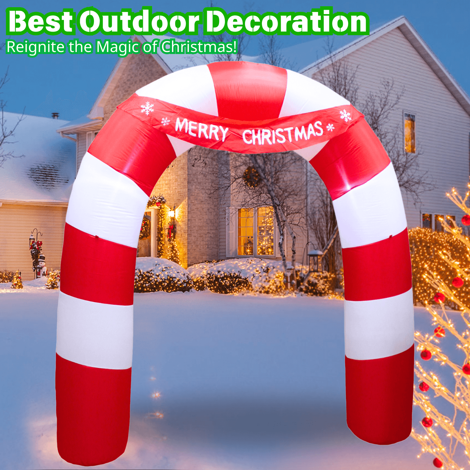 8FT Christmas Inflatable Candy Cane Archway Outdoor Decoration - PartyTimeSolution