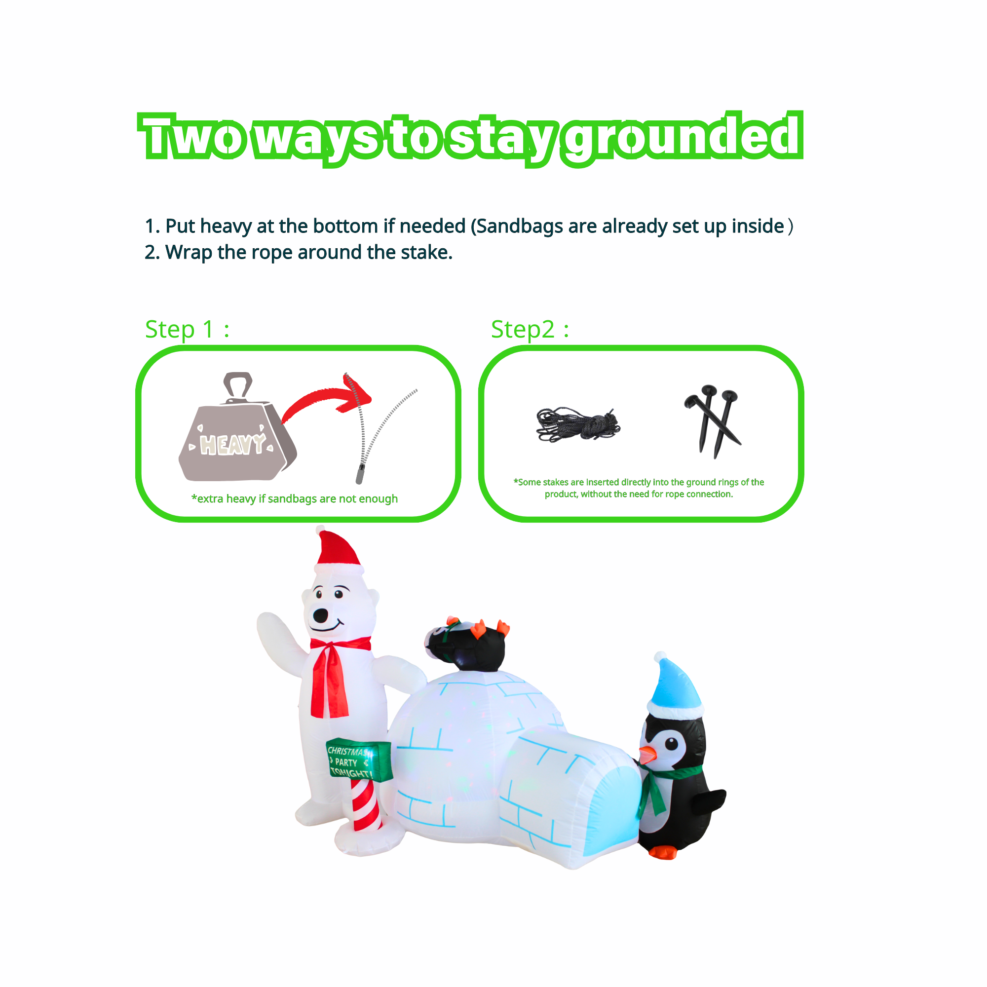 8FT Inflatable Polar Bear with Igloo and Penguin Outdoor Decoration - PartyTimeSolution