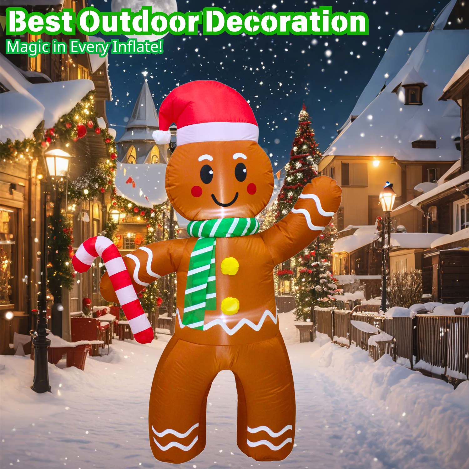 5FT Christmas Inflatable Gingerbread man Outdoor Decoration - PartyTimeSolution