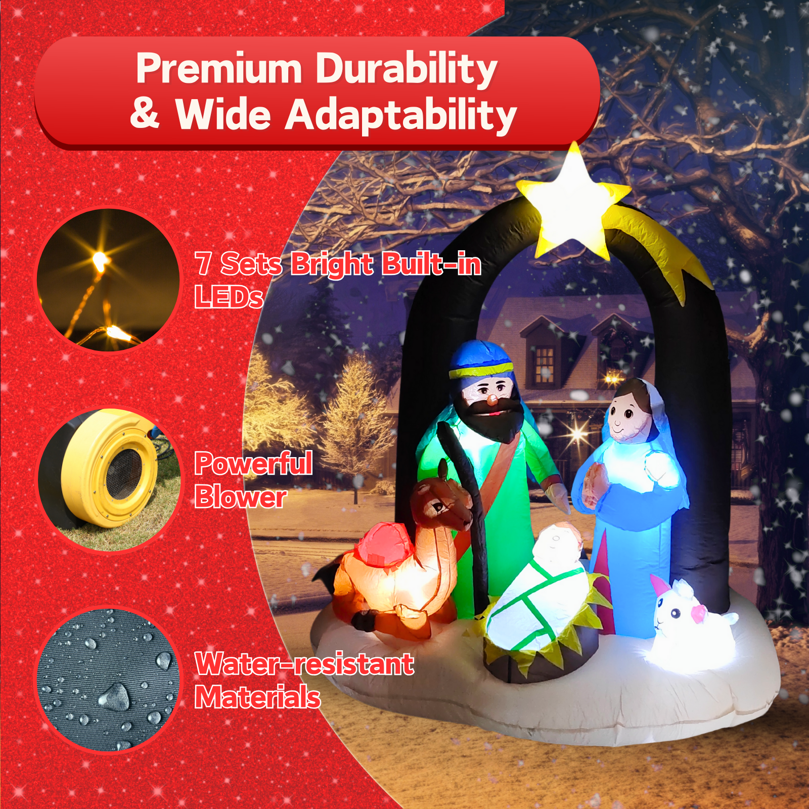 PTS 6FT Christmas Inflatable Inflatable Nativity Scene for Outdoor Decoration - PartyTimeSolution