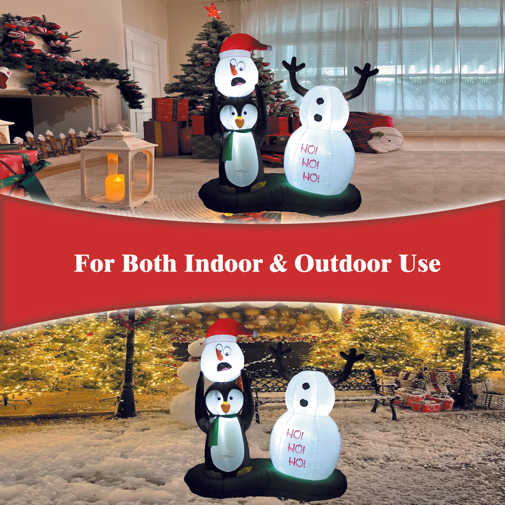 5FT Inflatable Snowman and Penguin Outdoor Decoration - PartyTimeSolution