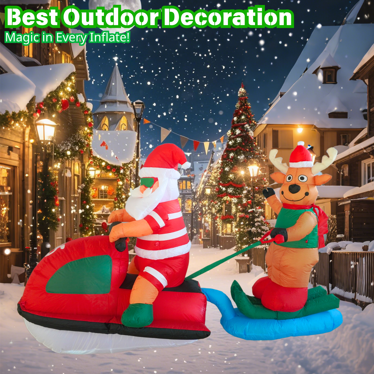 7FT Christmas Inflatable Santa Claus on Jet Ski Outdoor Decoration - PartyTimeSolution