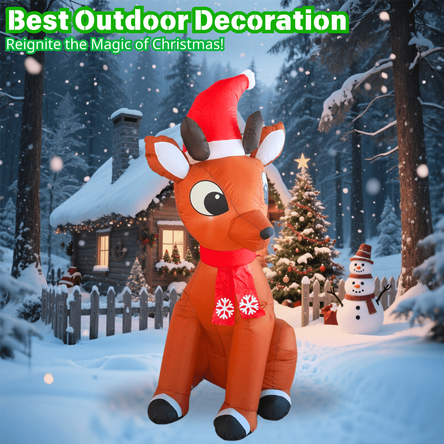 6FT Christmas Inflatable Reindeer Outdoor Decoration - PartyTimeSolution