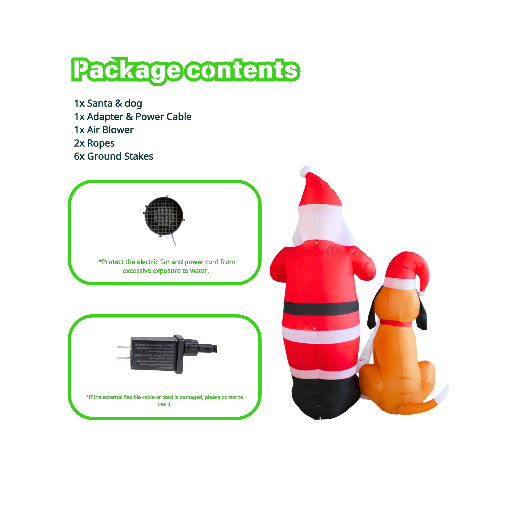 6FT Christmas Inflatable Santa with Dog Outdoor Decoration - PartyTimeSolution