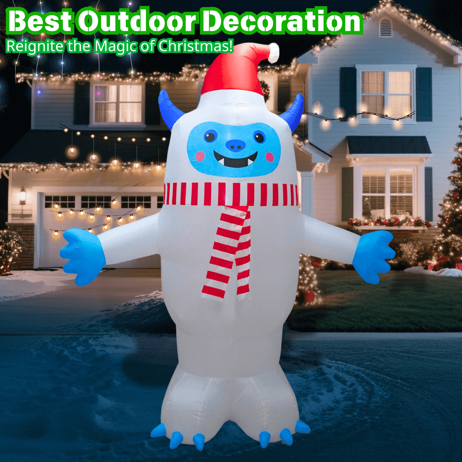 12FT Christmas Inflatable Yeti Christmas Outdoor Decoration - PartyTimeSolution
