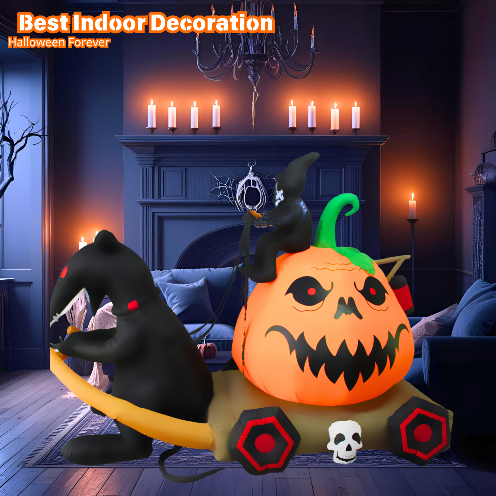 PTS 9FT Inflatable Pumpkin with Carriage Outdoor Decoration - PartyTimeSolution