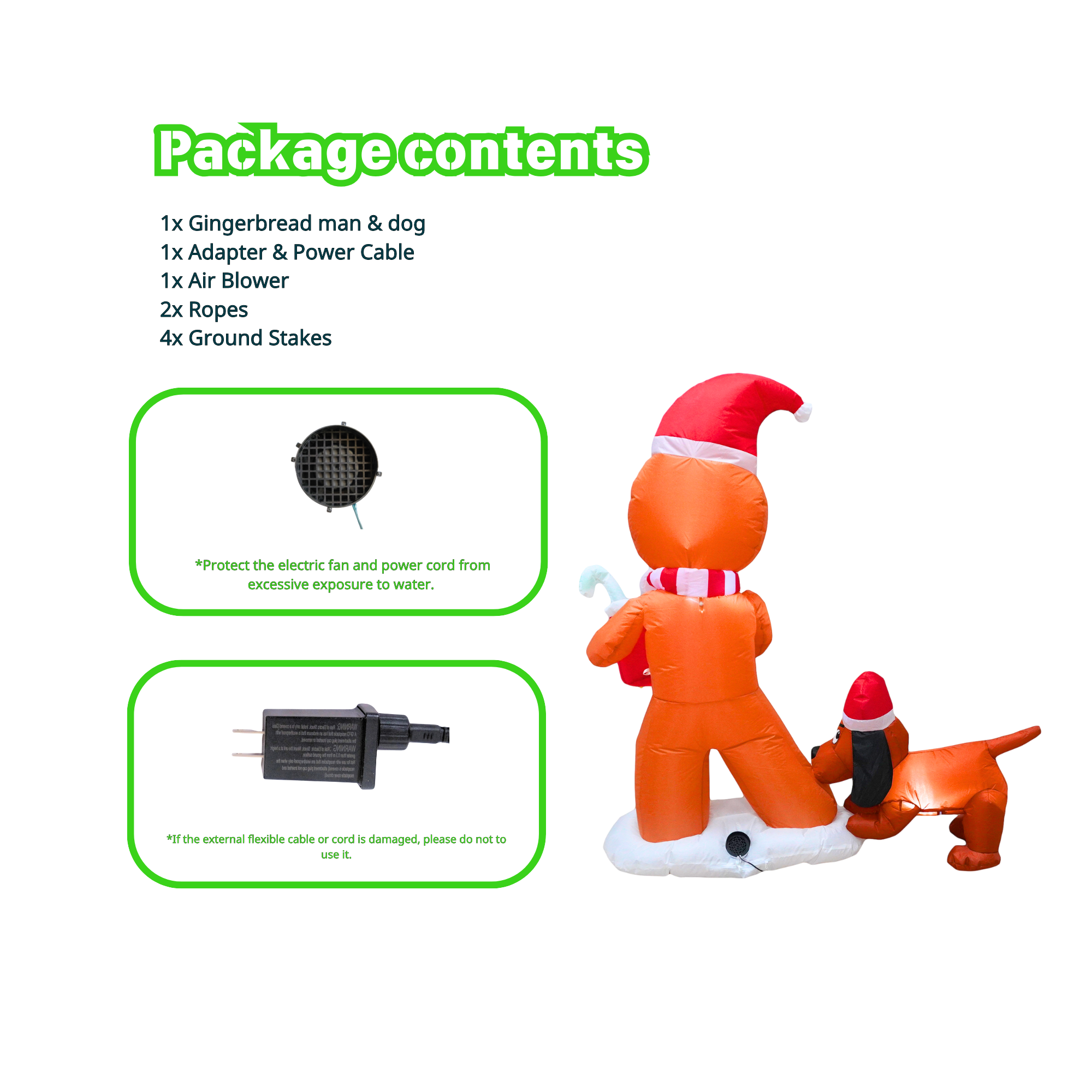 5FT Inflatable Gingebread Man with Dog Outdoor Decoration - PartyTimeSolution