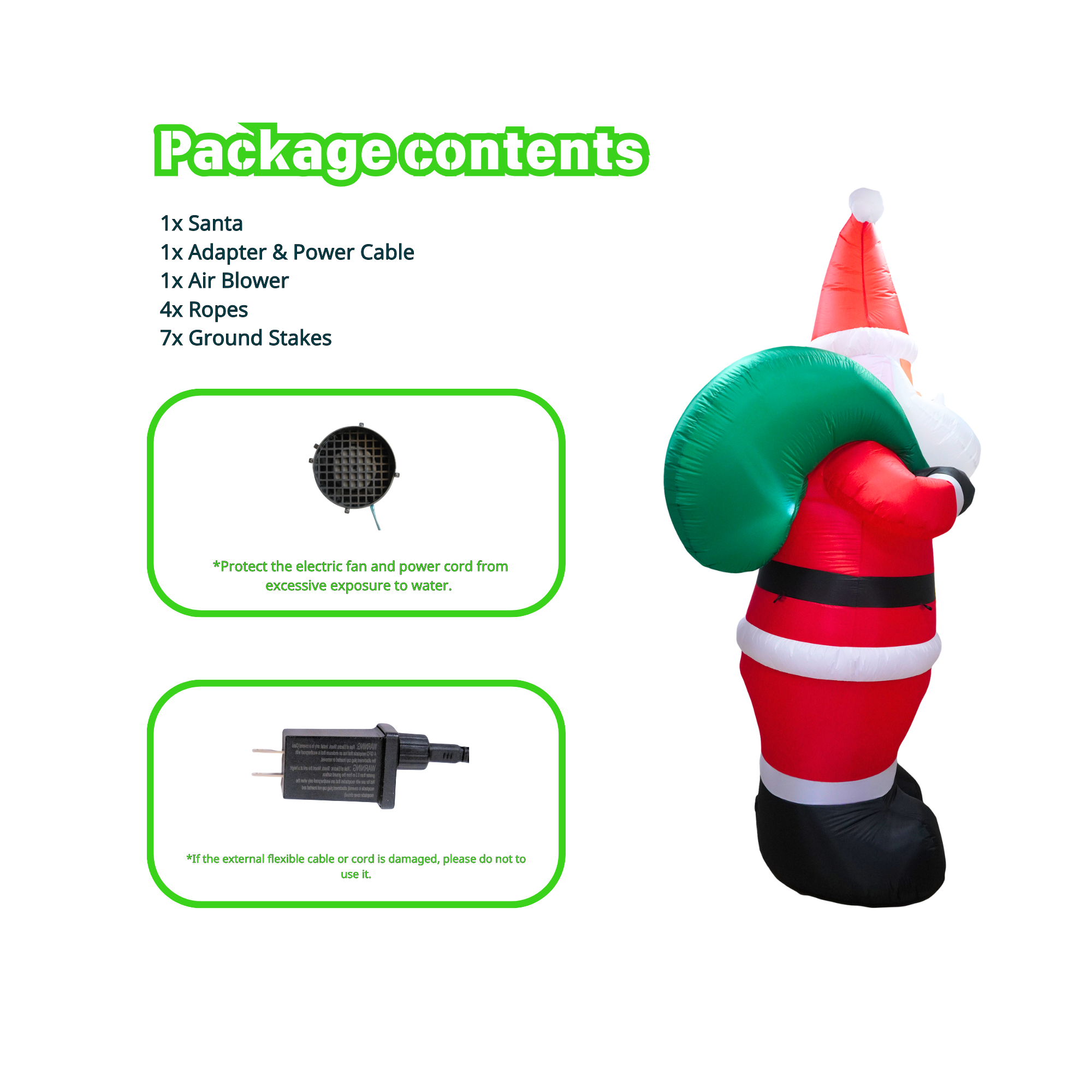 12FT Christmas Inflatable Santa Claus with Bag Outdoor Decoration - PartyTimeSolution