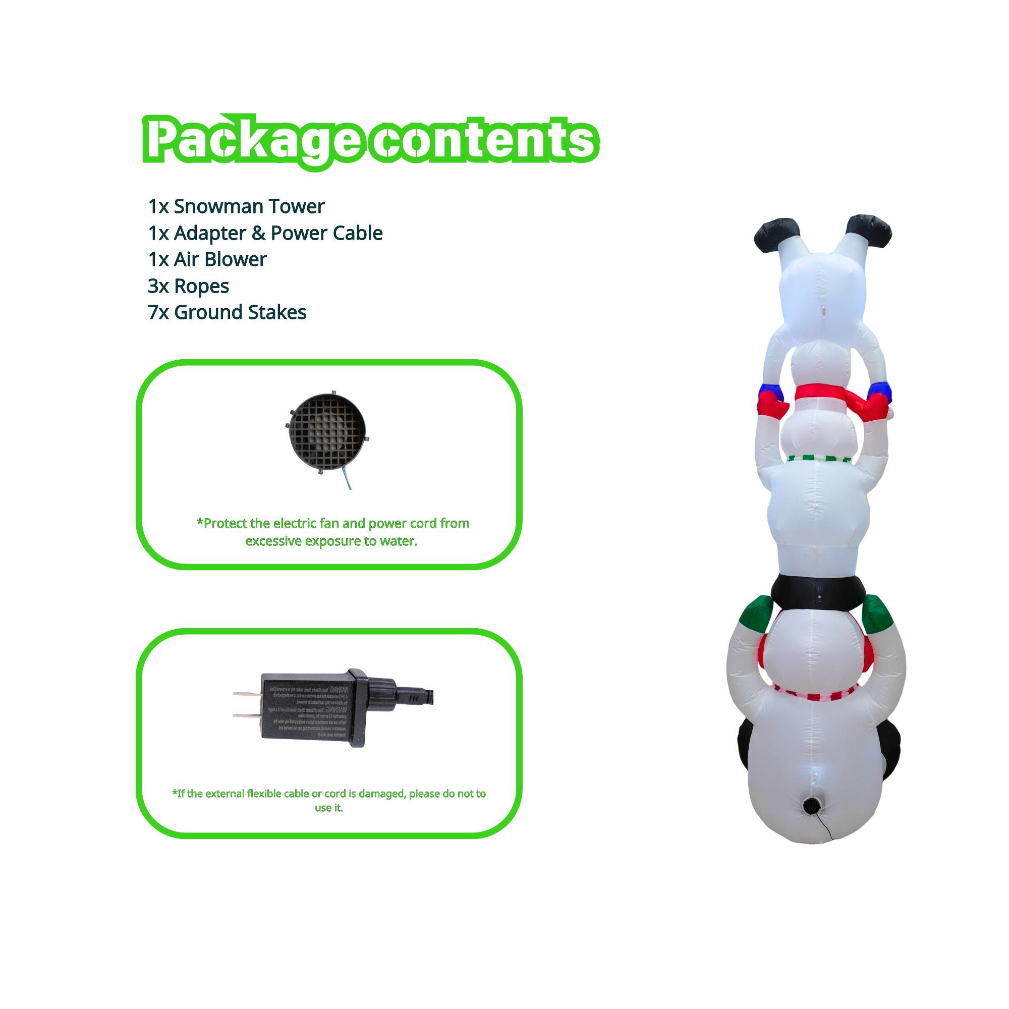 10FT Christmas Inflatable Snowman Family Tower Outdoor Decoration - PartyTimeSolution