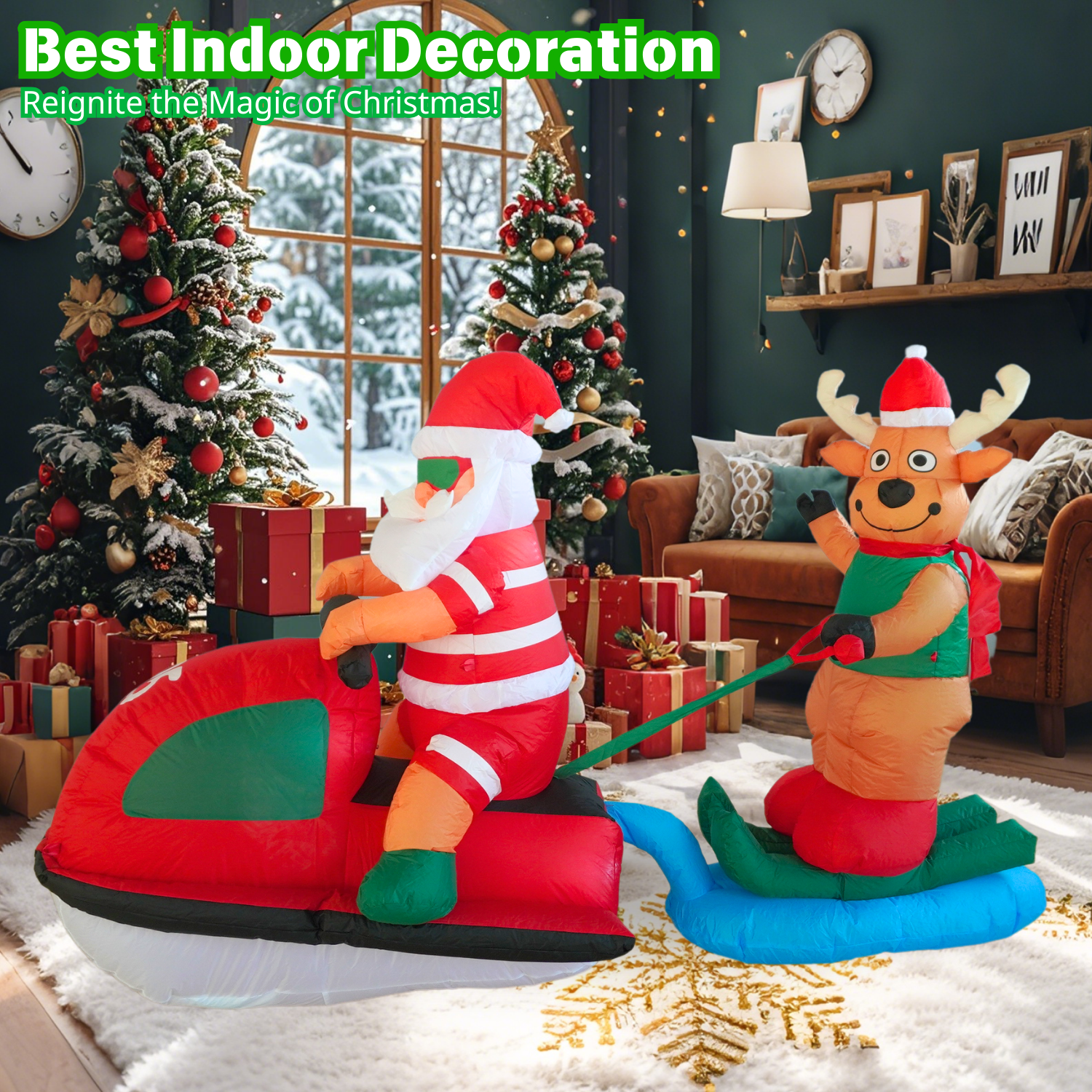 7FT Christmas Inflatable Santa Claus on Jet Ski Outdoor Decoration - PartyTimeSolution