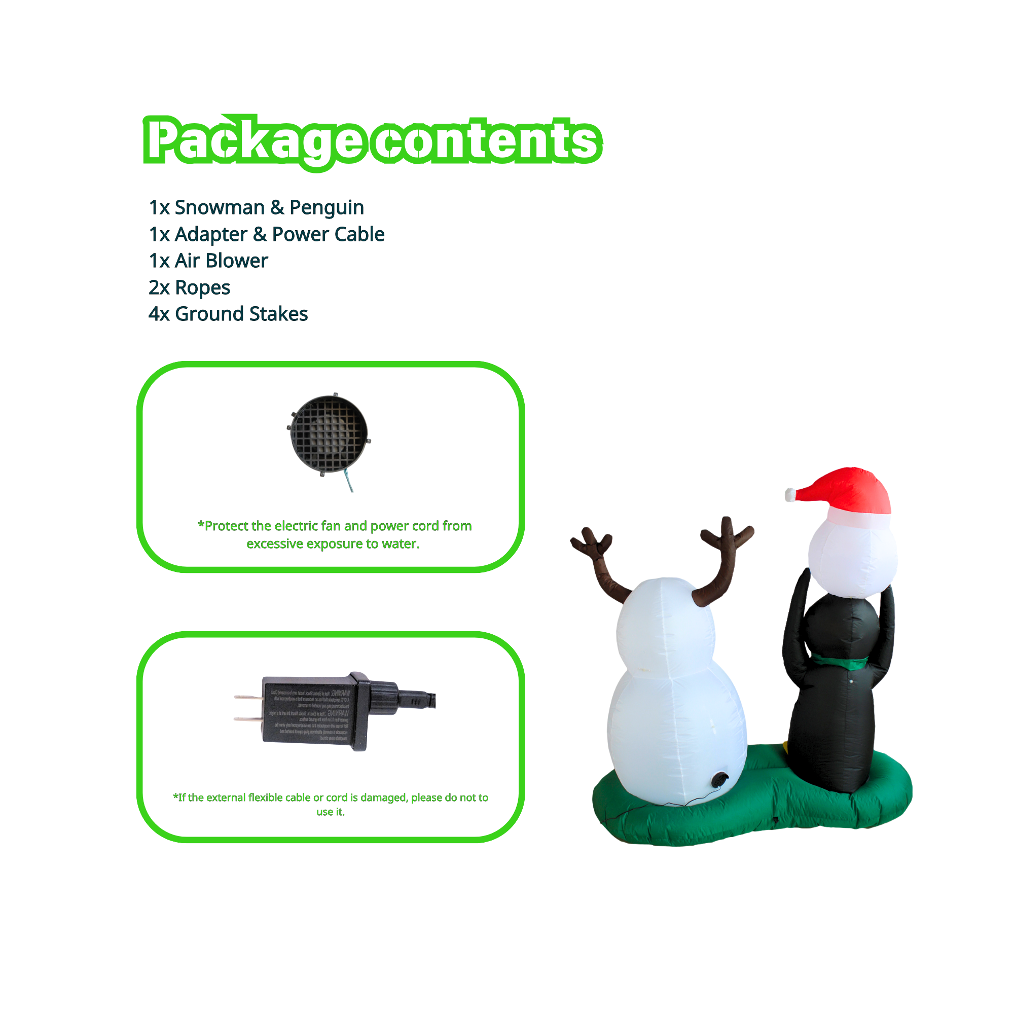 5FT Inflatable Snowman and Penguin Outdoor Decoration - PartyTimeSolution