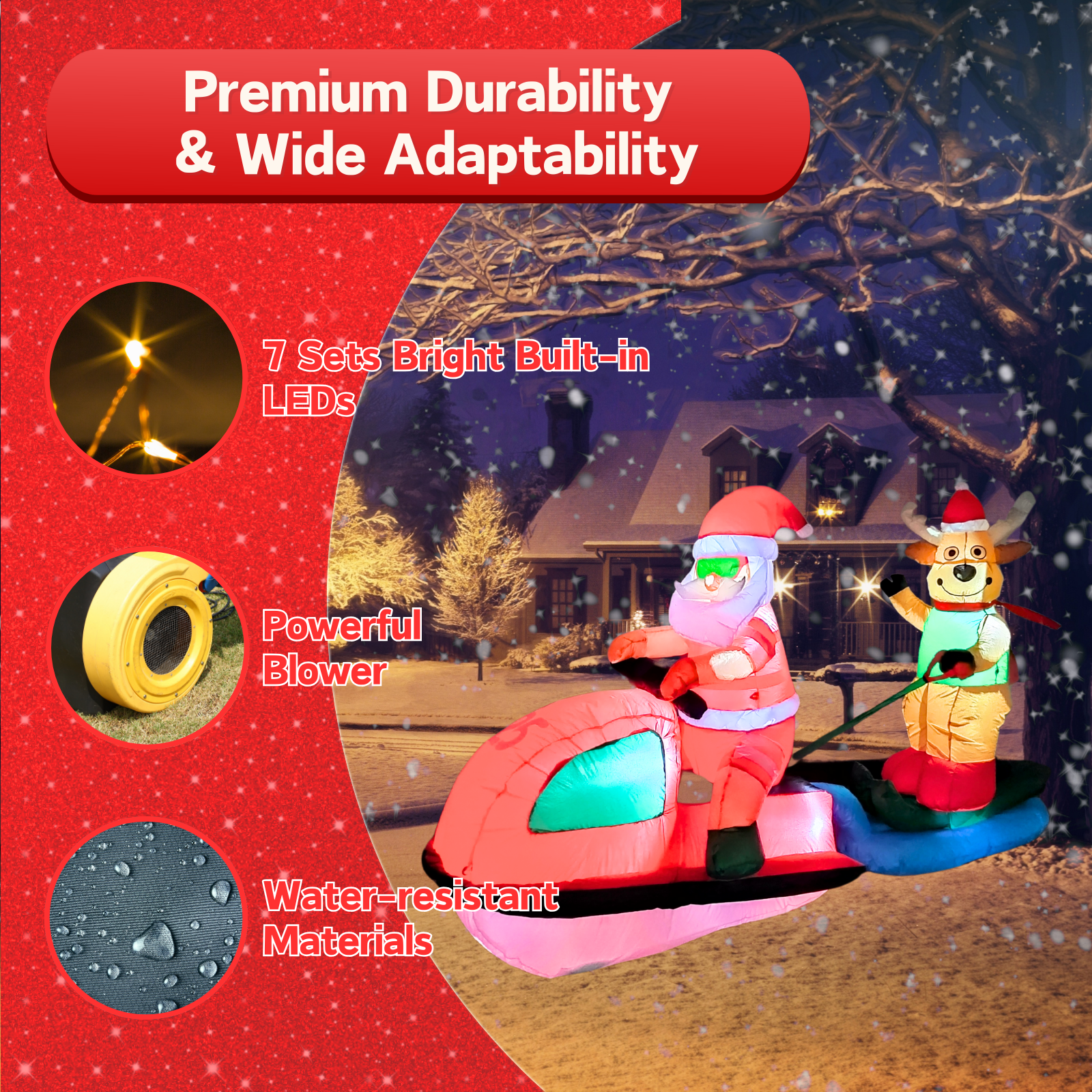 7FT Christmas Inflatable Santa Claus on Jet Ski Outdoor Decoration - PartyTimeSolution