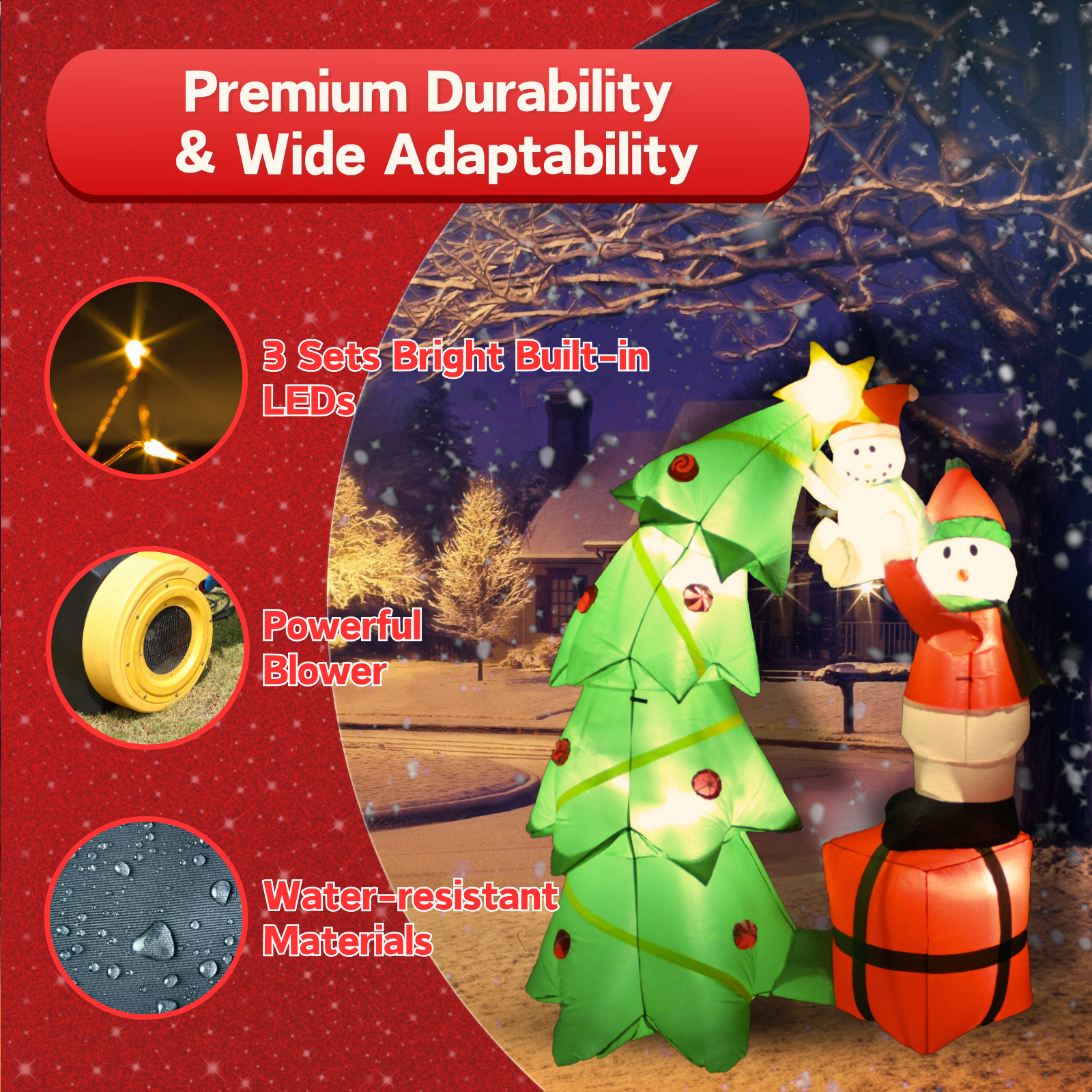 6FT Inflatable Snowman with Tree Outdoor Decoration - PartyTimeSolution